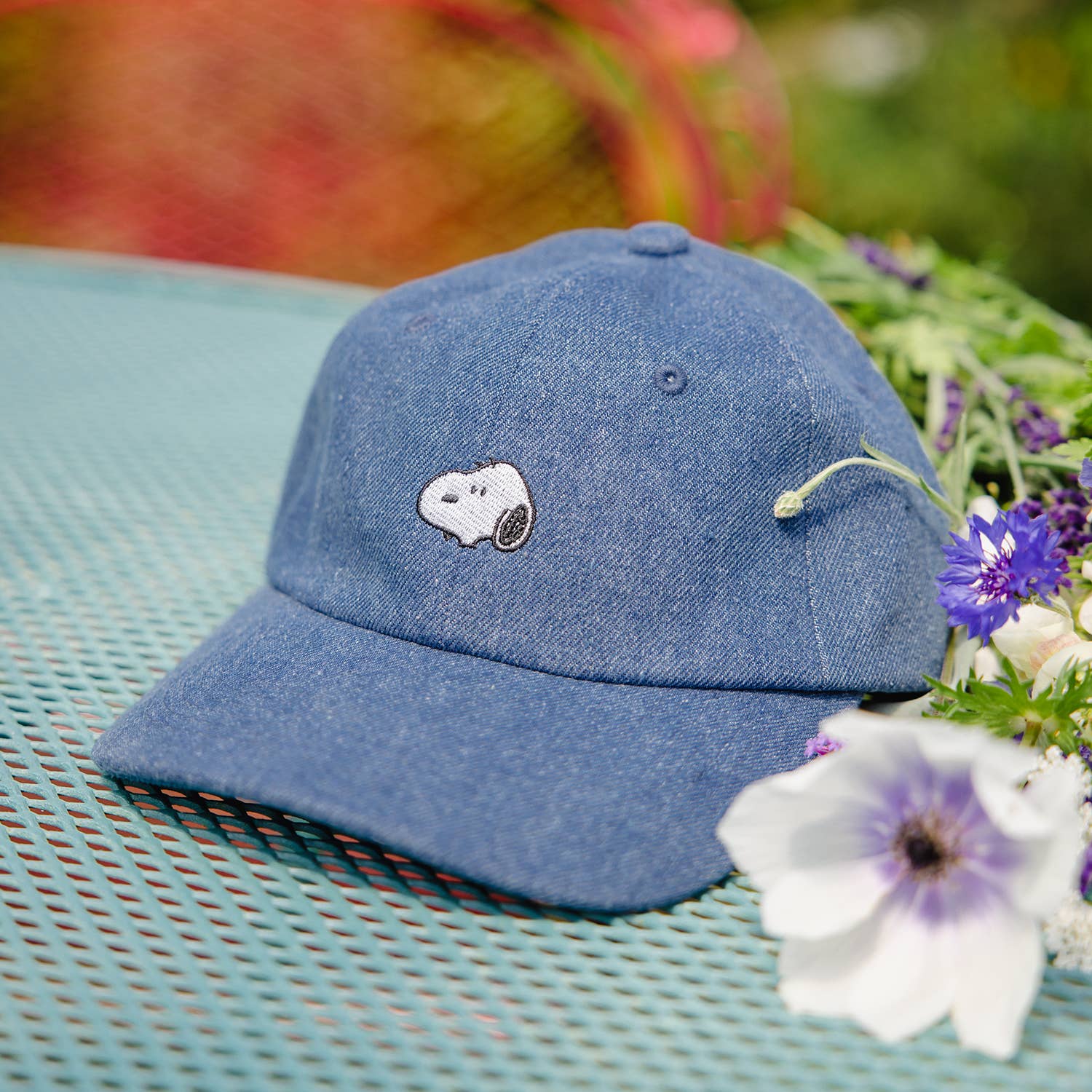 Snoopy Embroidered Dad Hat, Denim