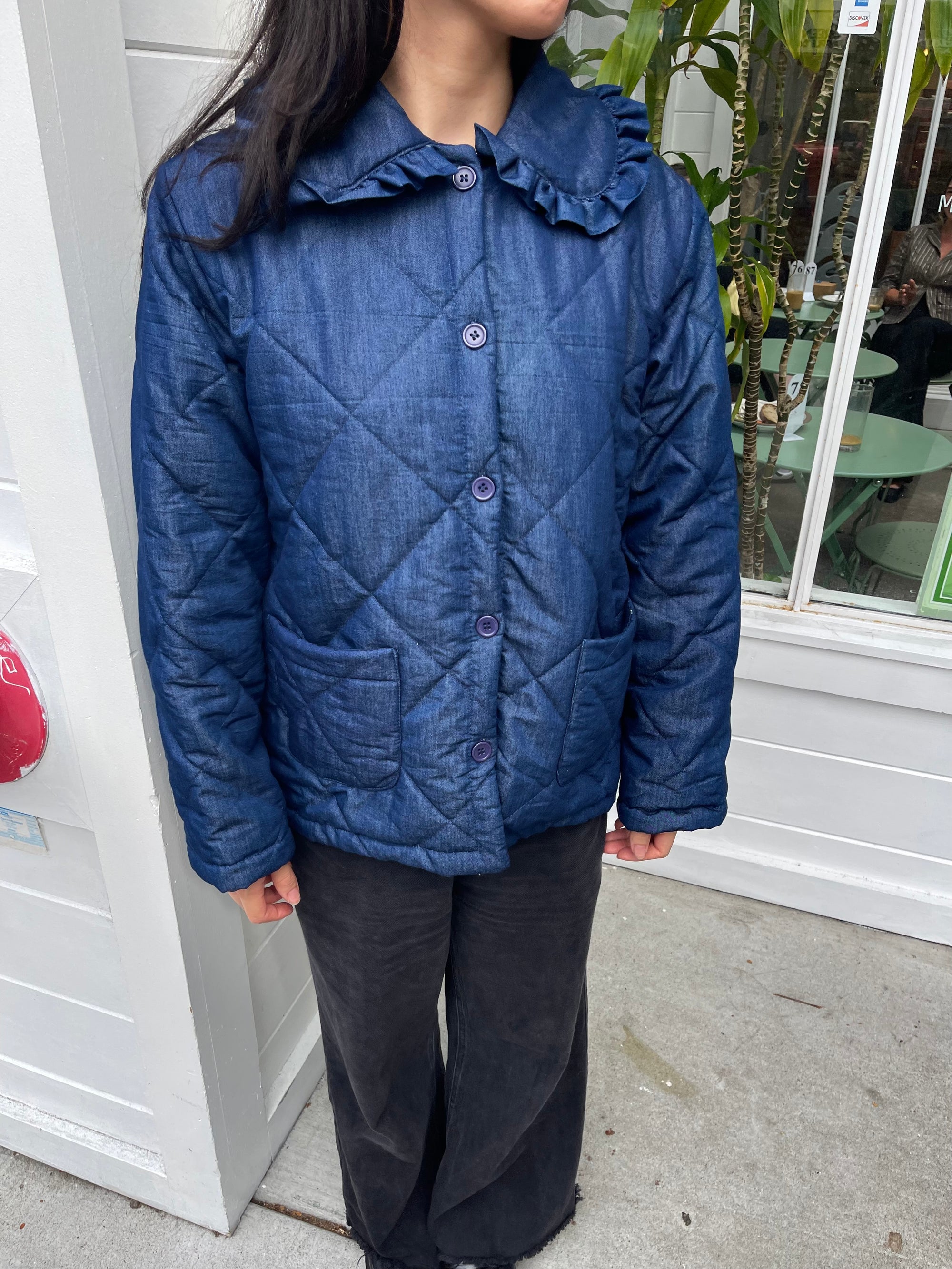 Ruffled Jacket, Blue/Denim