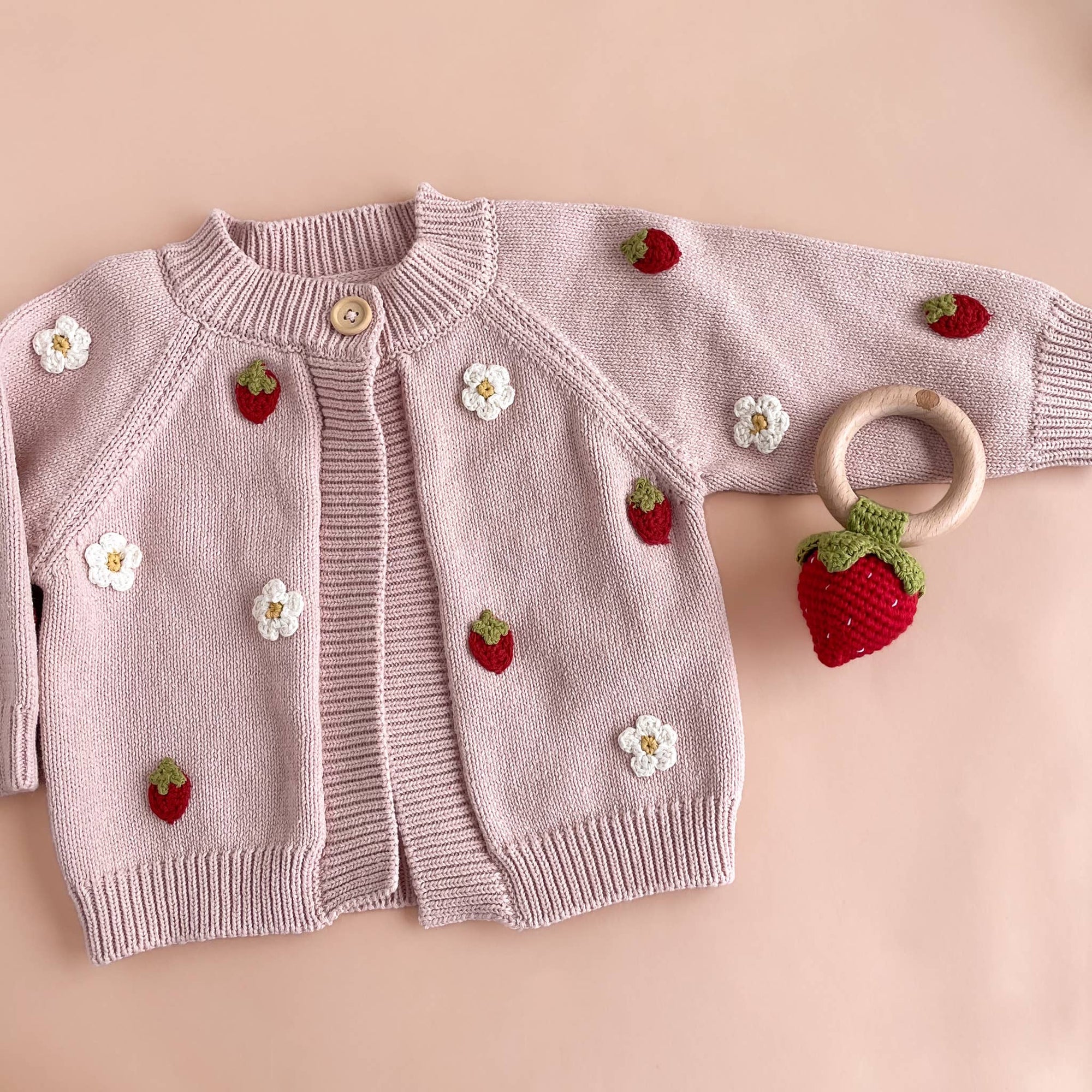 Kids Strawberry Flower Cardigan