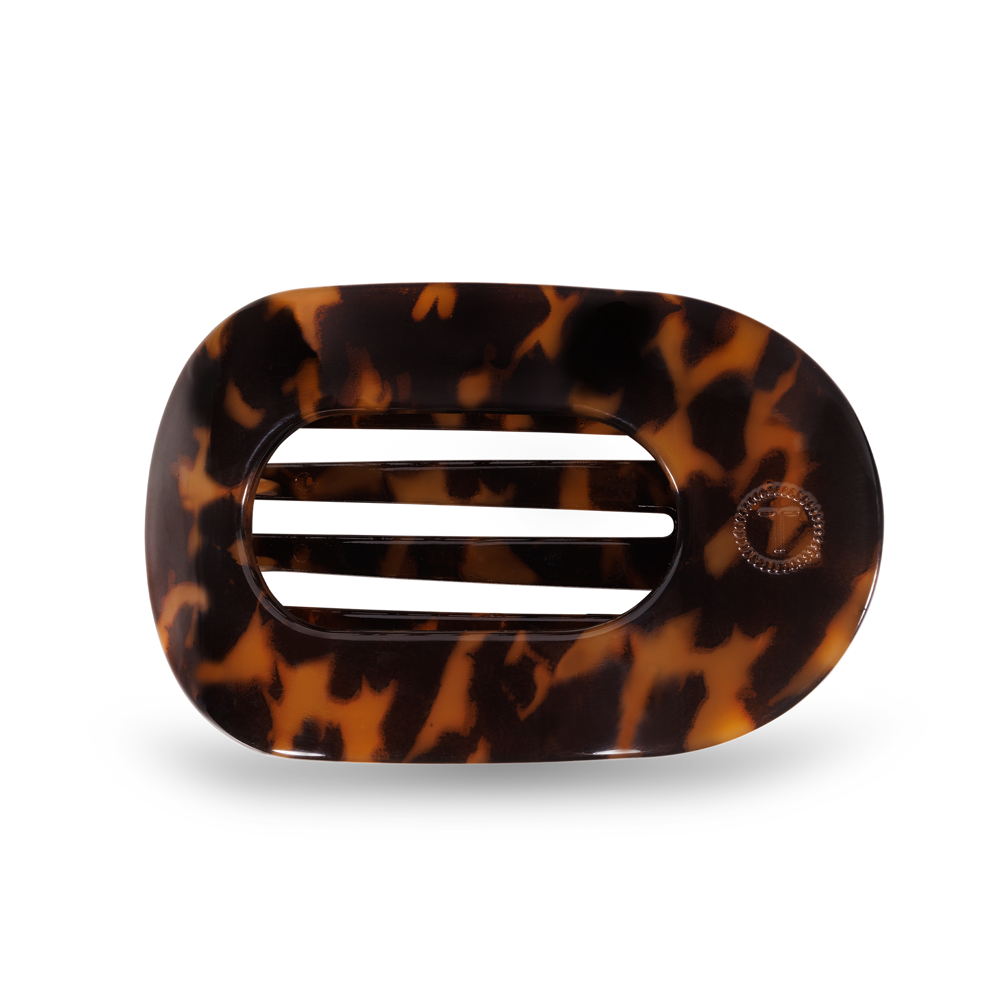 Tortoise, Medium, Round Flat Hair Clip