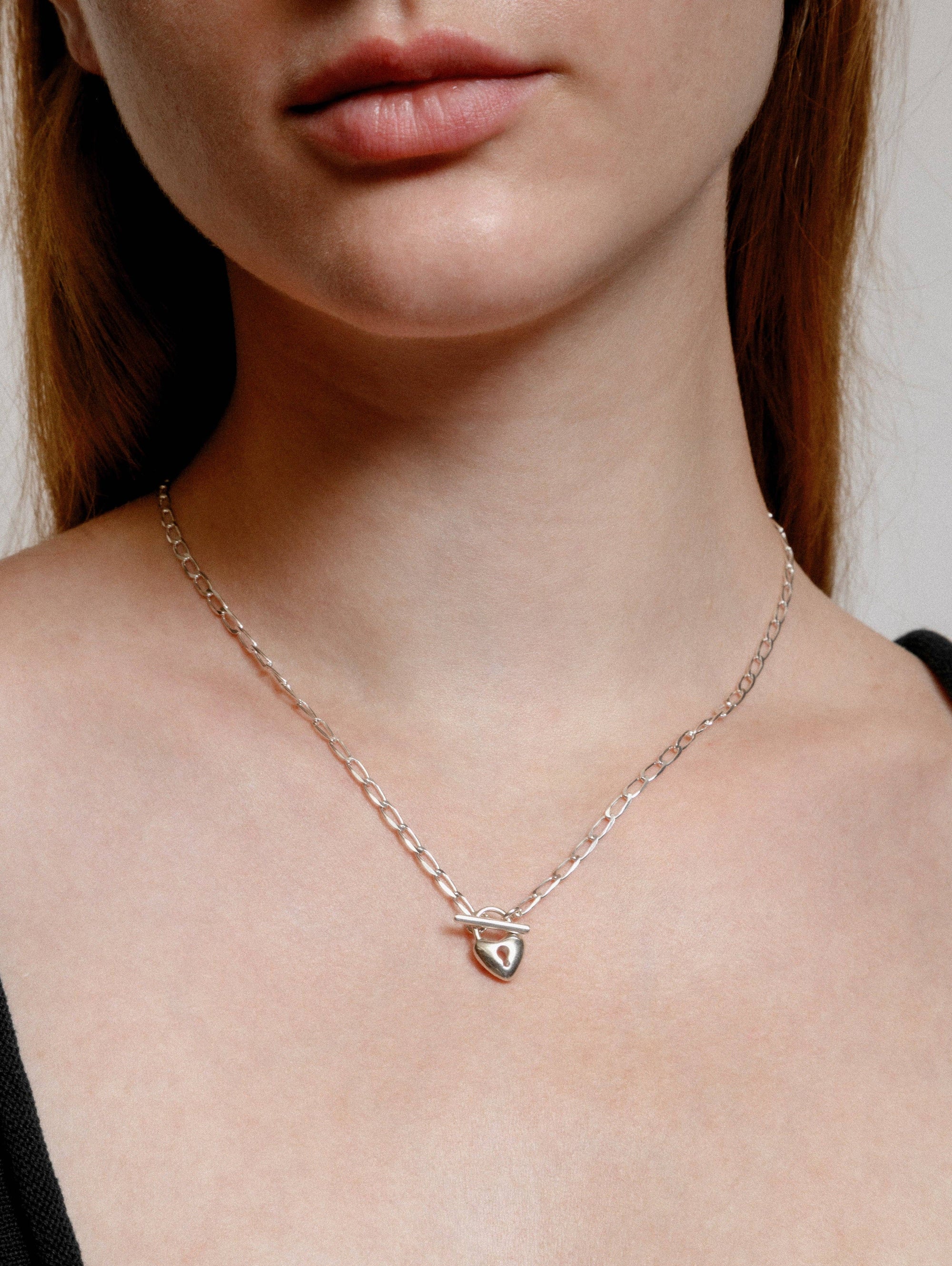 Heart Toggle Necklace, Sterling Silver