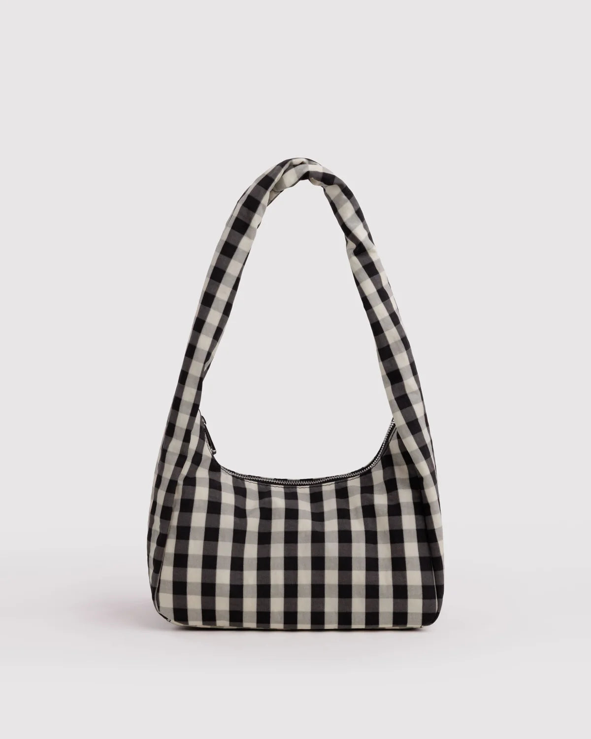 Small Nylon Meringue Bag, Black and Cream Gingham