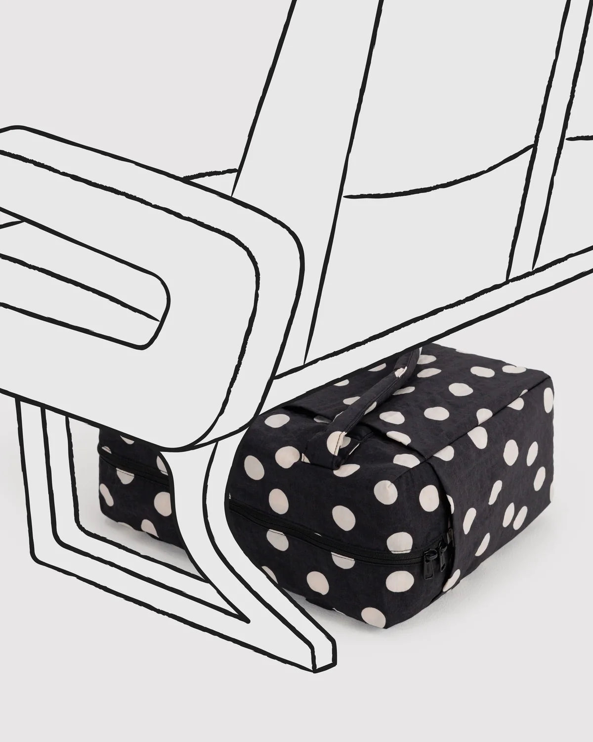 Small Cloud Carry-On, Black and Cream Polka Dot