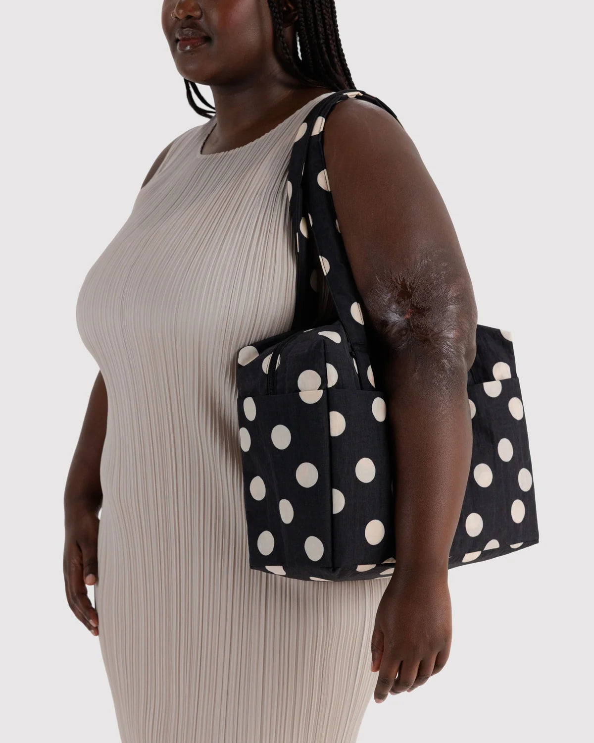 Everyday Cloud Bag, Black & Cream Polka Dot