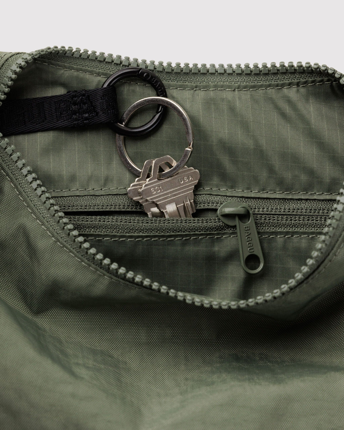 Small Nylon Crescent Bag, Caper