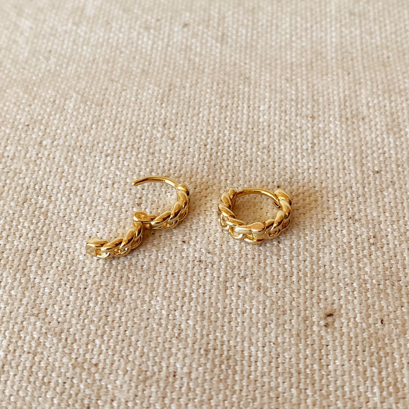 Cuban Chain Clicker Earring, 18k Gold Filled