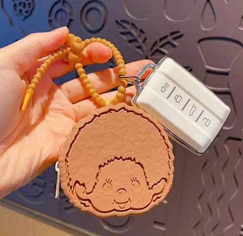 Monchhichi Cookie Mini Pouch Keychain,  Brown