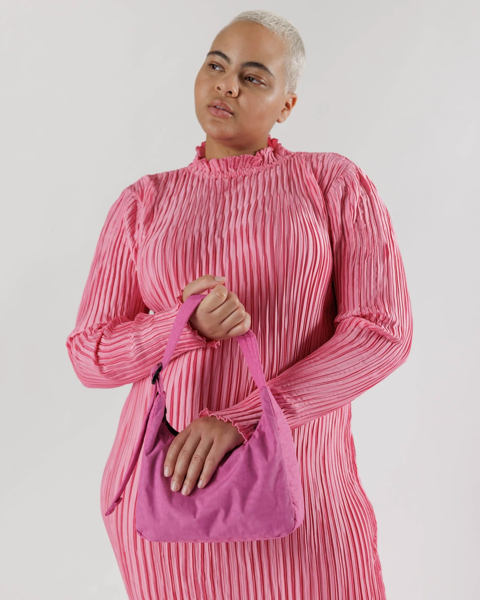 Mini Nylon Shoulder Bag, Extra Pink