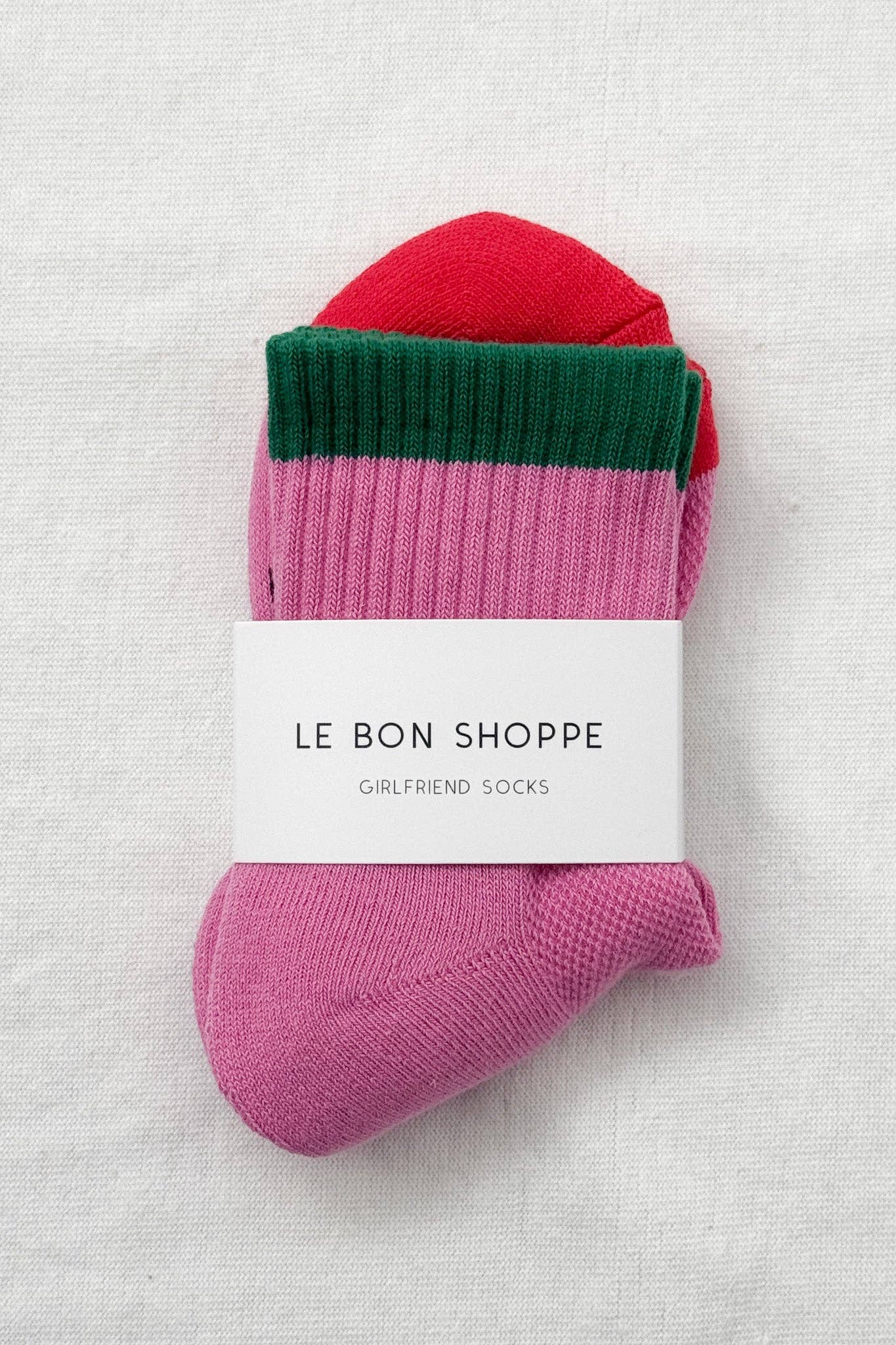 Color Block Girlfriend Socks, Rose Green