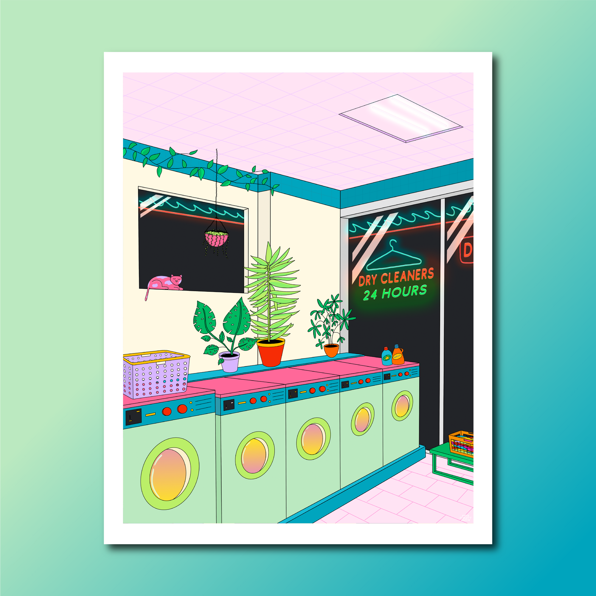 3AM at the Laundromat Art Print, 5x7 inch