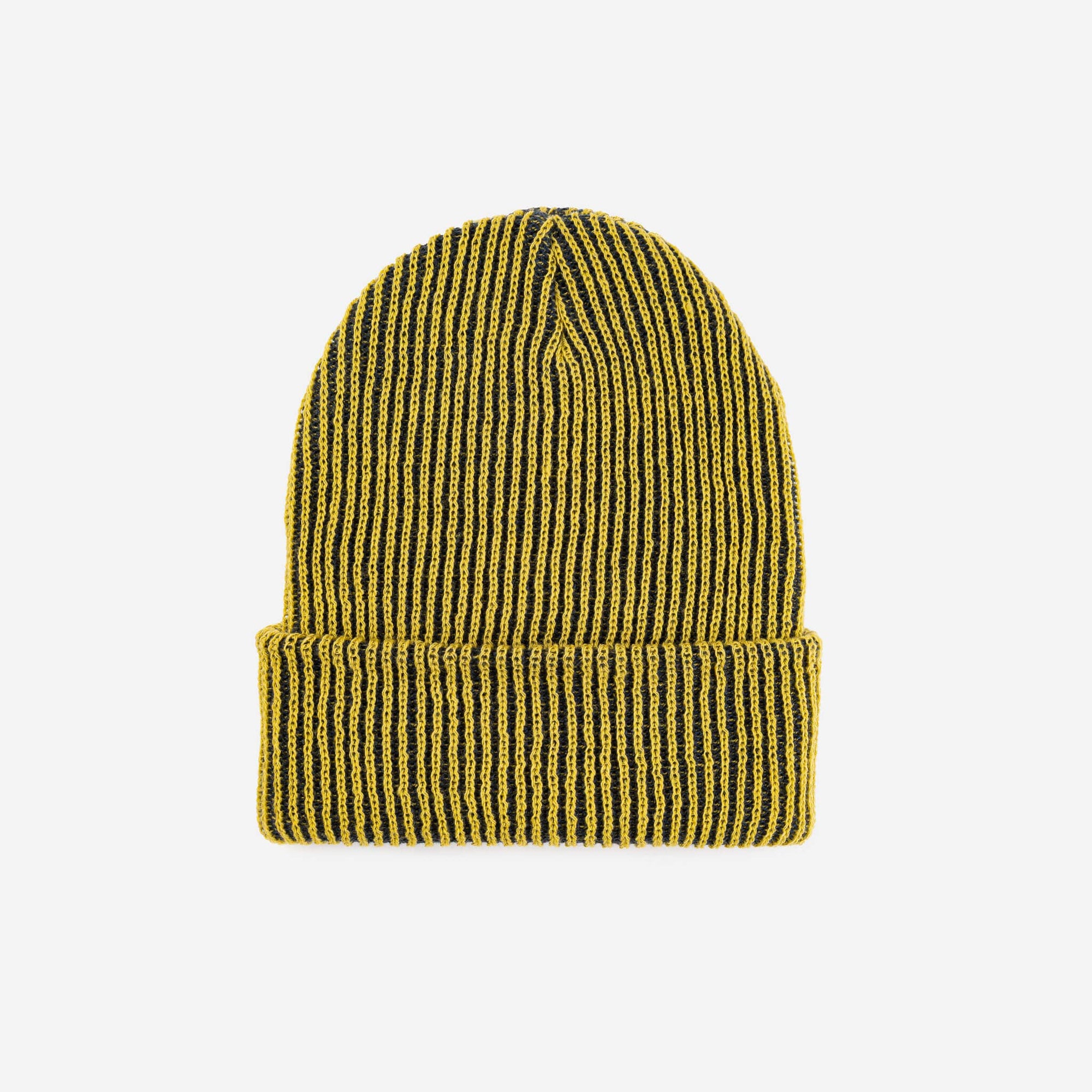 Simple Rib Knit Beanie, Golden Olive Navy