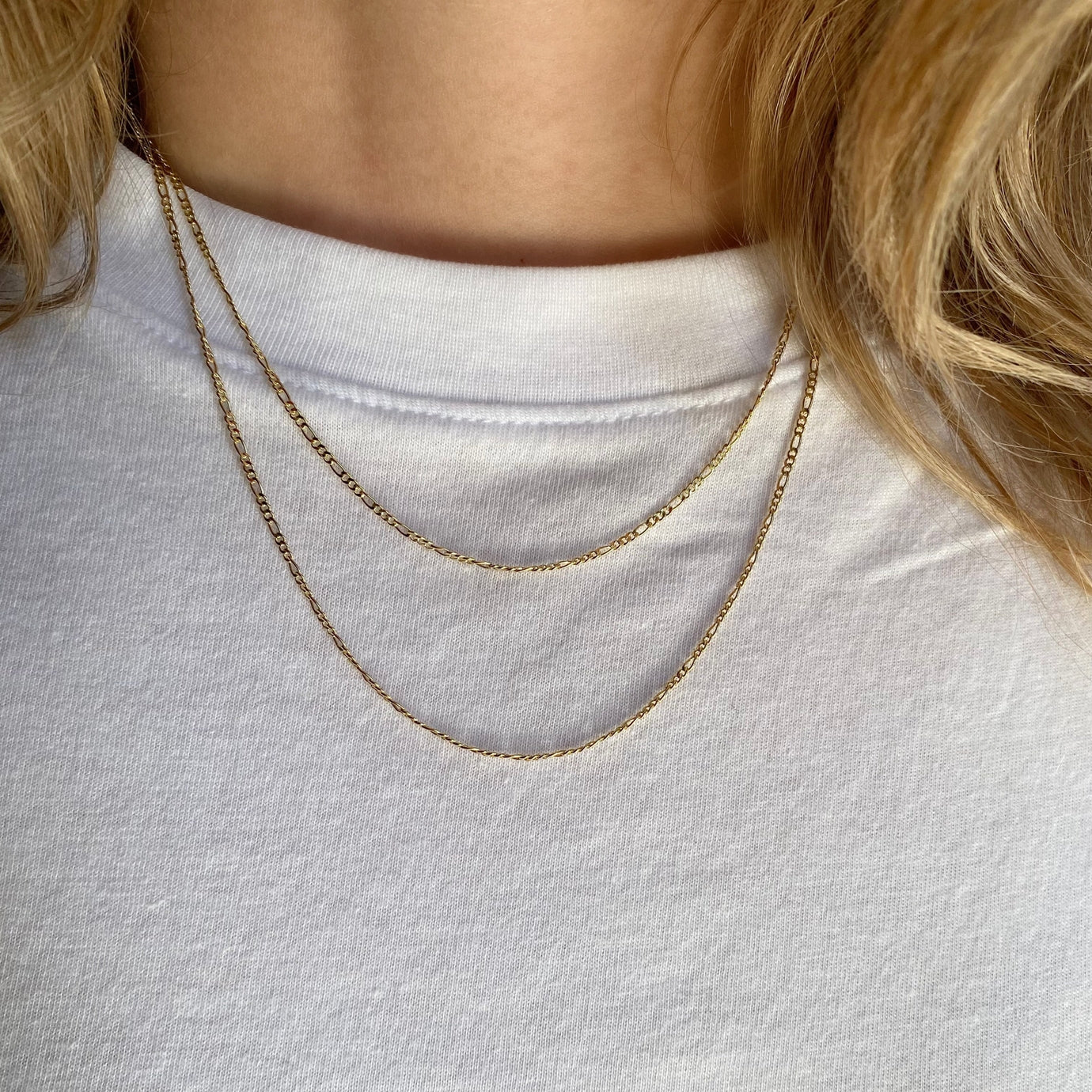Thin Figaro Chain, 18k Gold Filled
