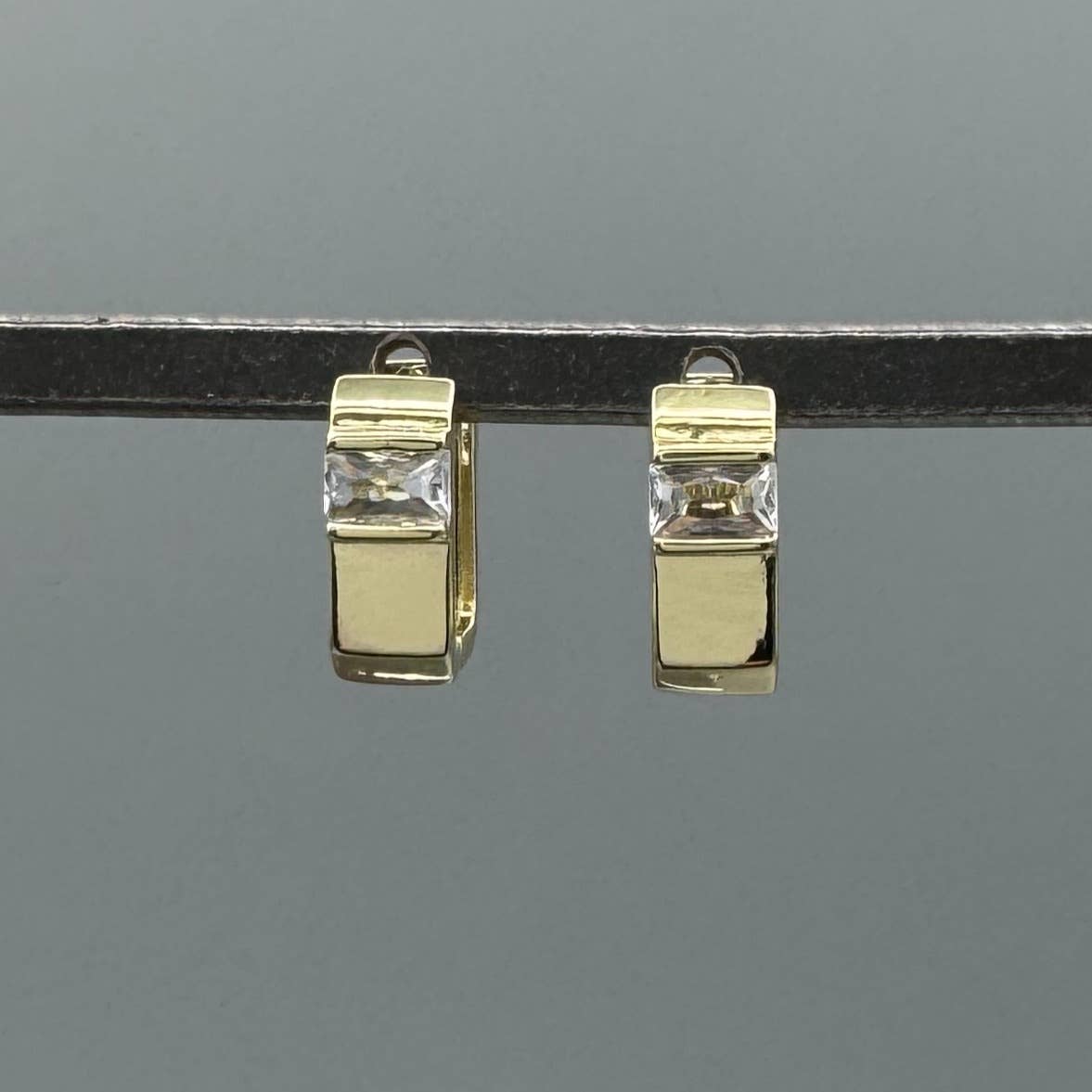 Gold CZ Wide U-Shaped Hoops