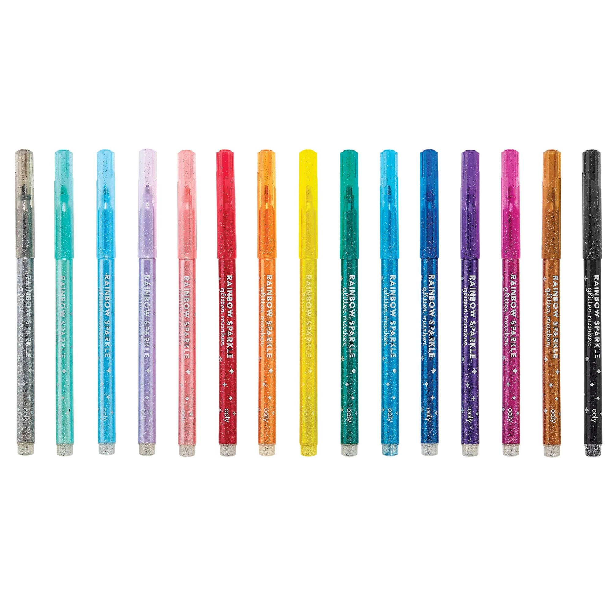 Rainbow Sparkle Glitter Markers, Set of 15