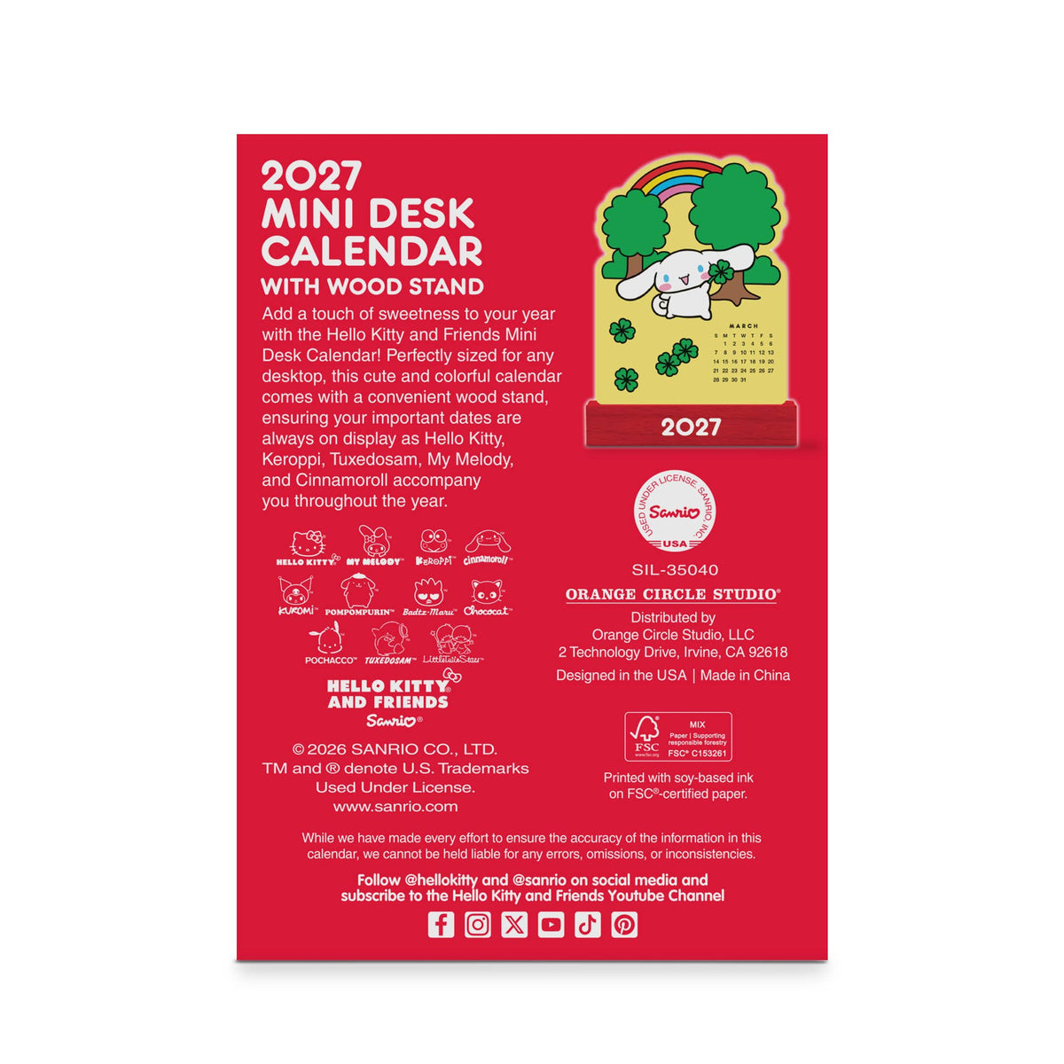 2027 Hello Kitty® and Friends Retro Mini Desk Calendar with Wood Stand
