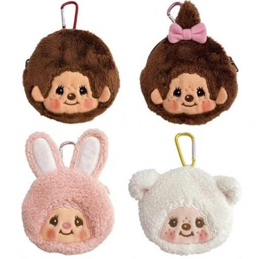 Monchhichi Carabiner Coin Pouch, White