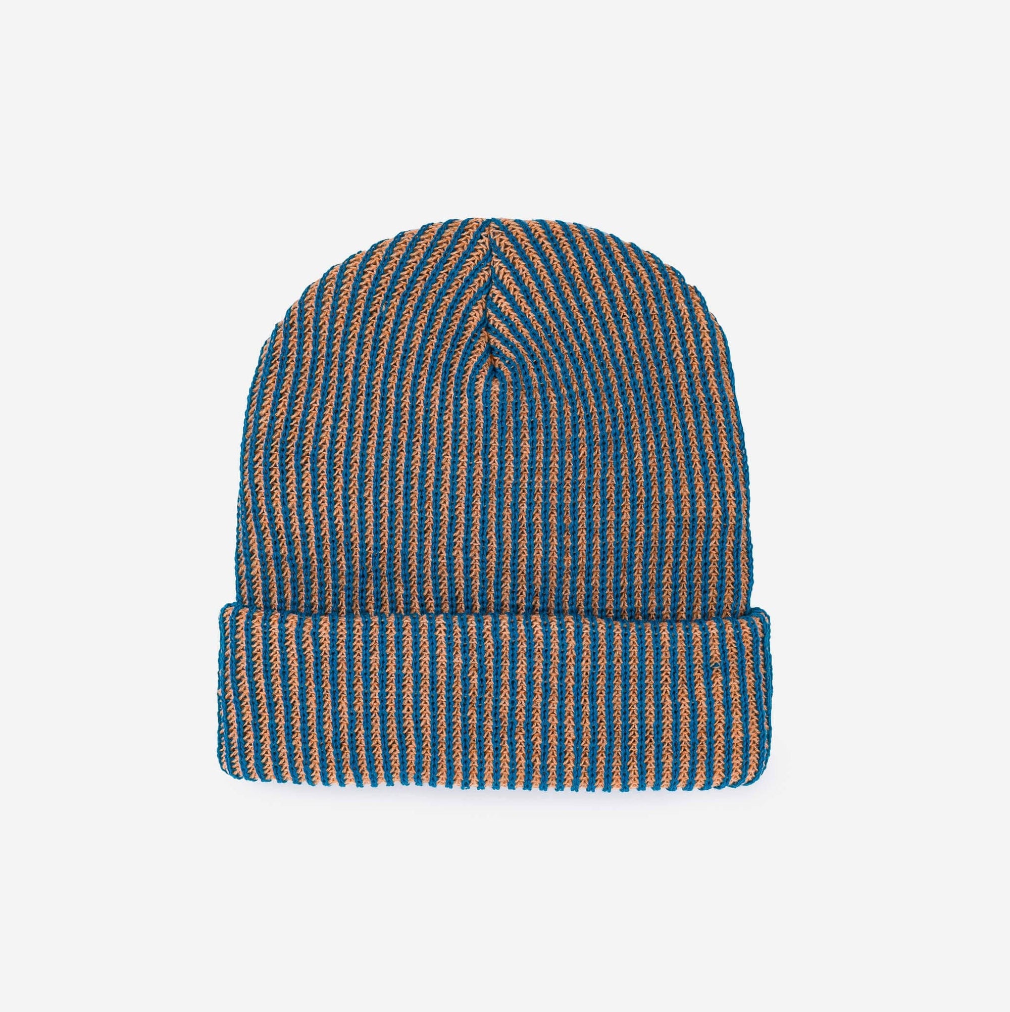 Simple Rib Beanie, Cobalt Rust