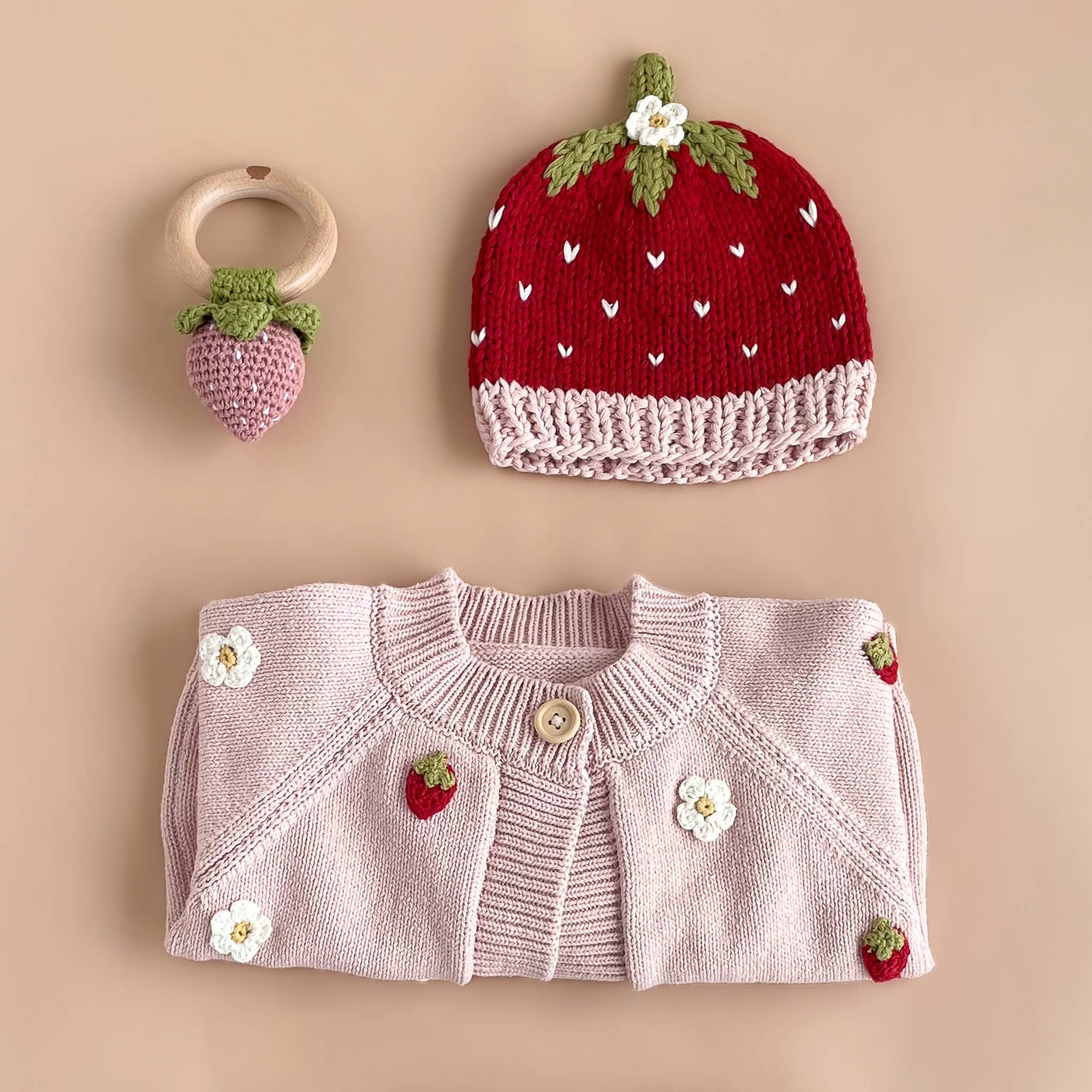 Kids Strawberry Flower Cardigan