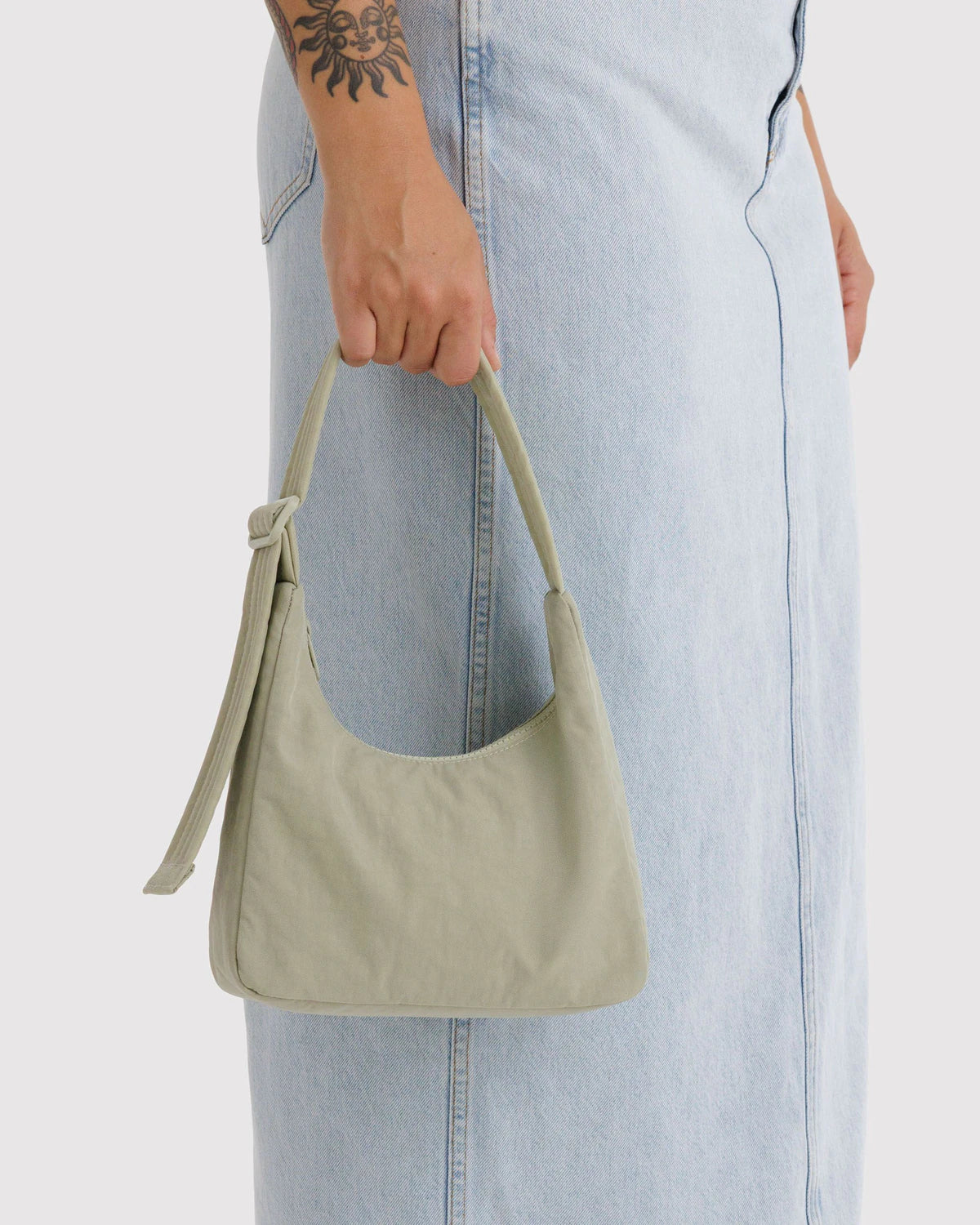 Mini Nylon Shoulder Bag, Celadon