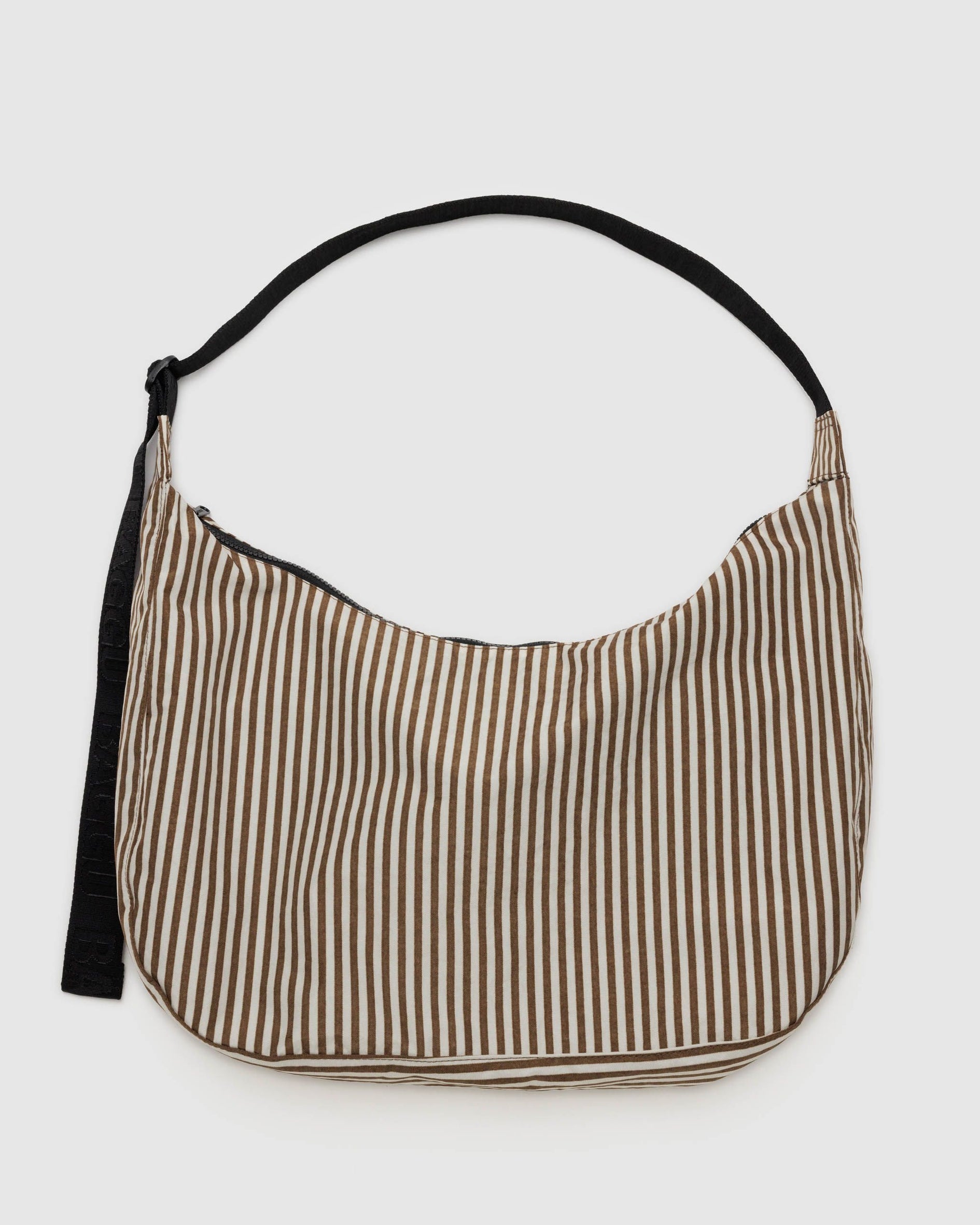 Large Nylon Crescent Bag, Brown Stripe