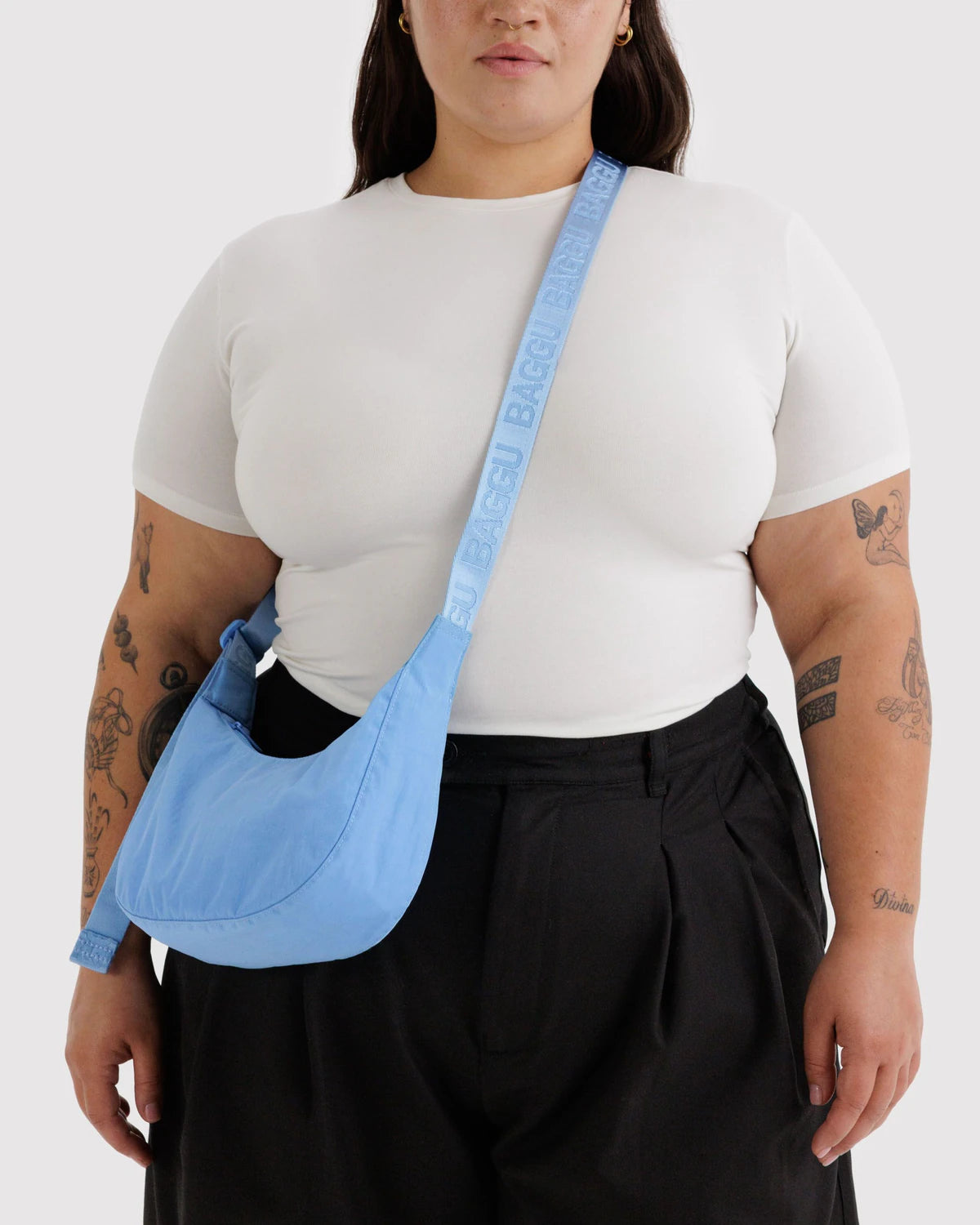 Small Nylon Crescent Bag, Piscine