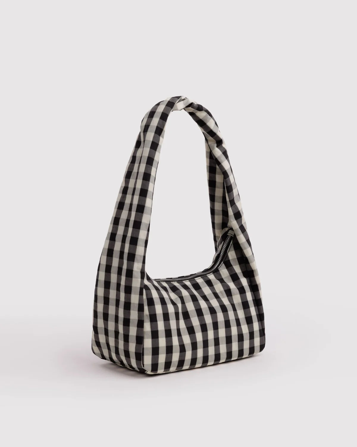 Small Nylon Meringue Bag, Black and Cream Gingham
