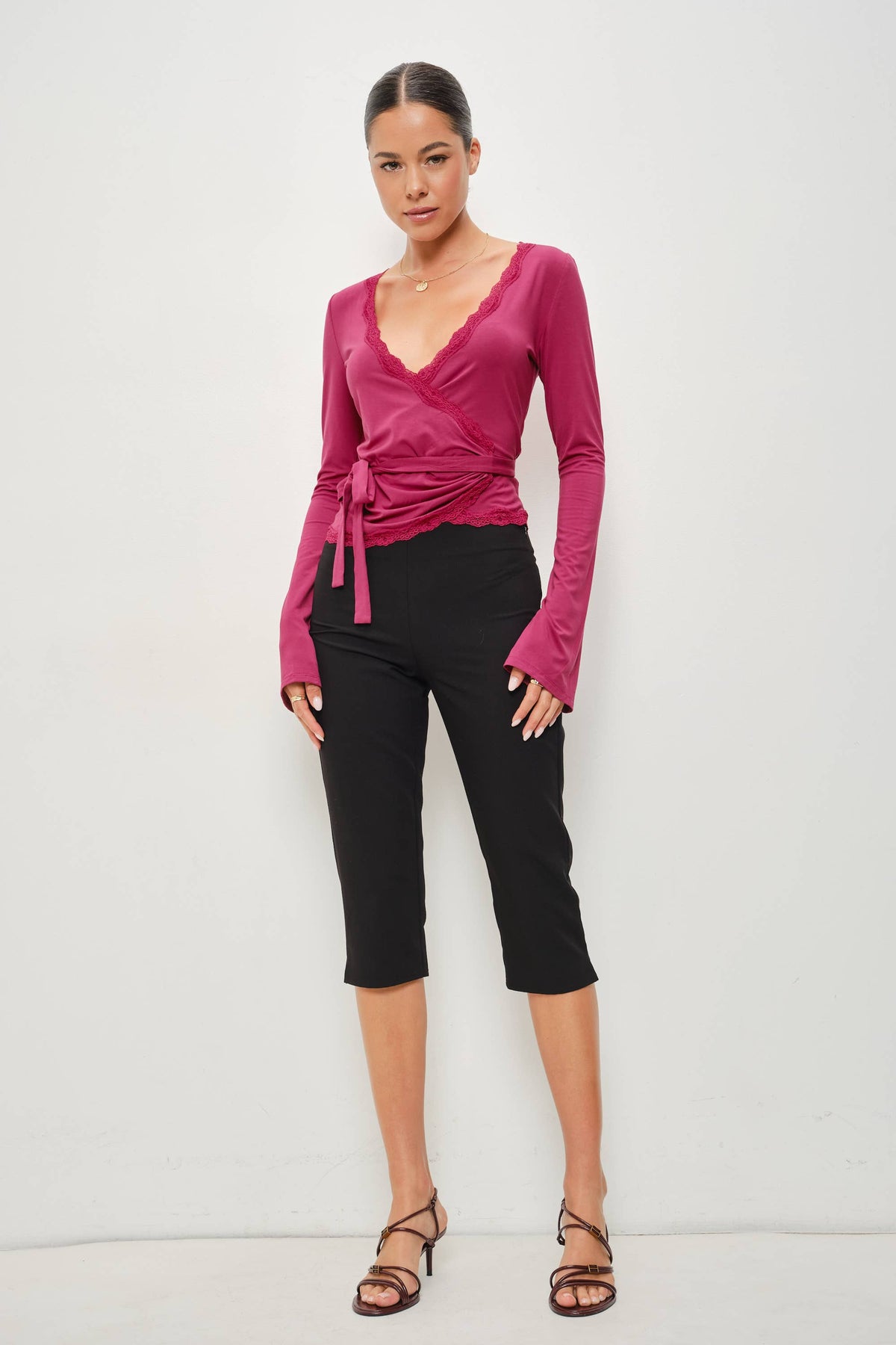 Lace Wrapped Top, Raspberry
