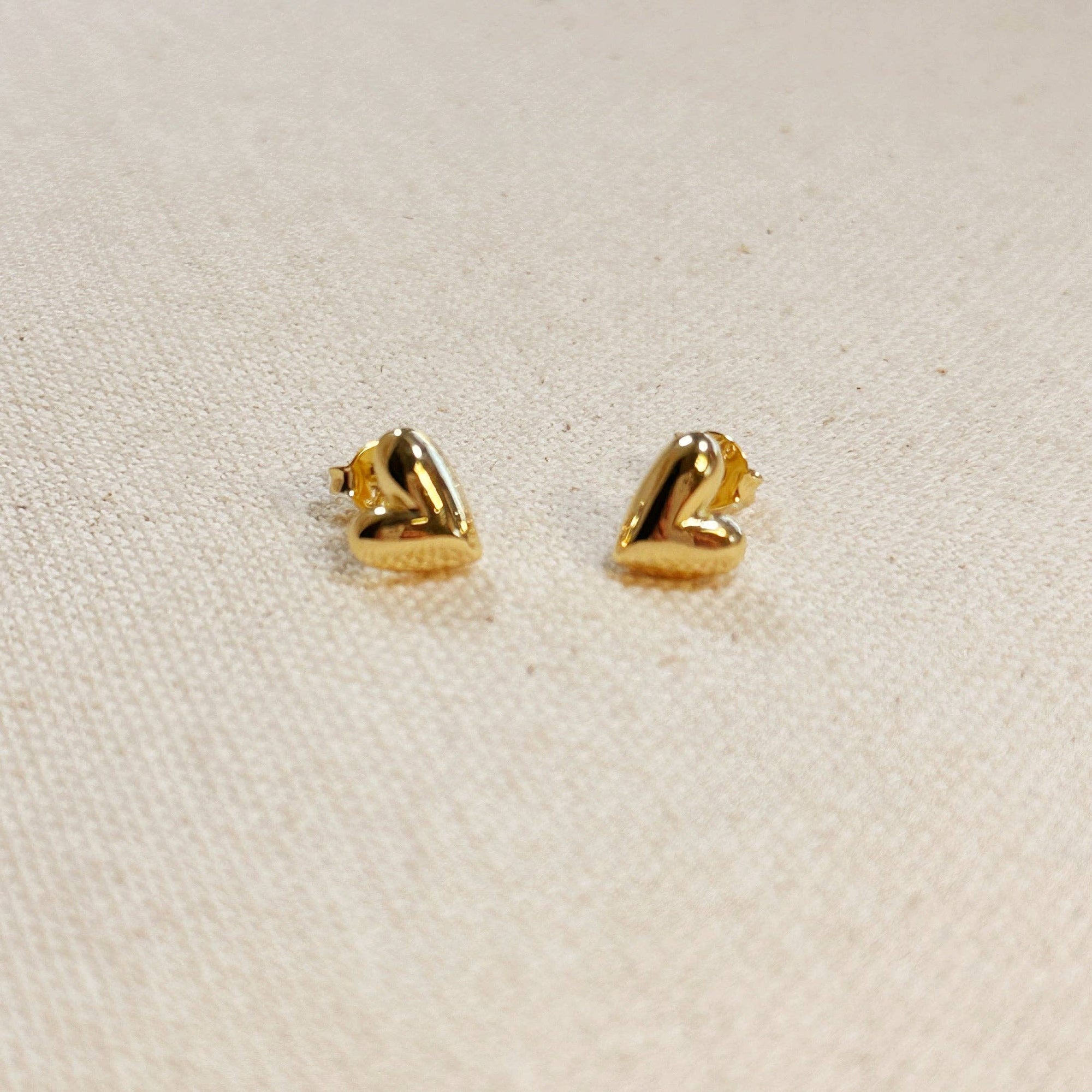 Heart Stud Earrings, 18k Gold Filled