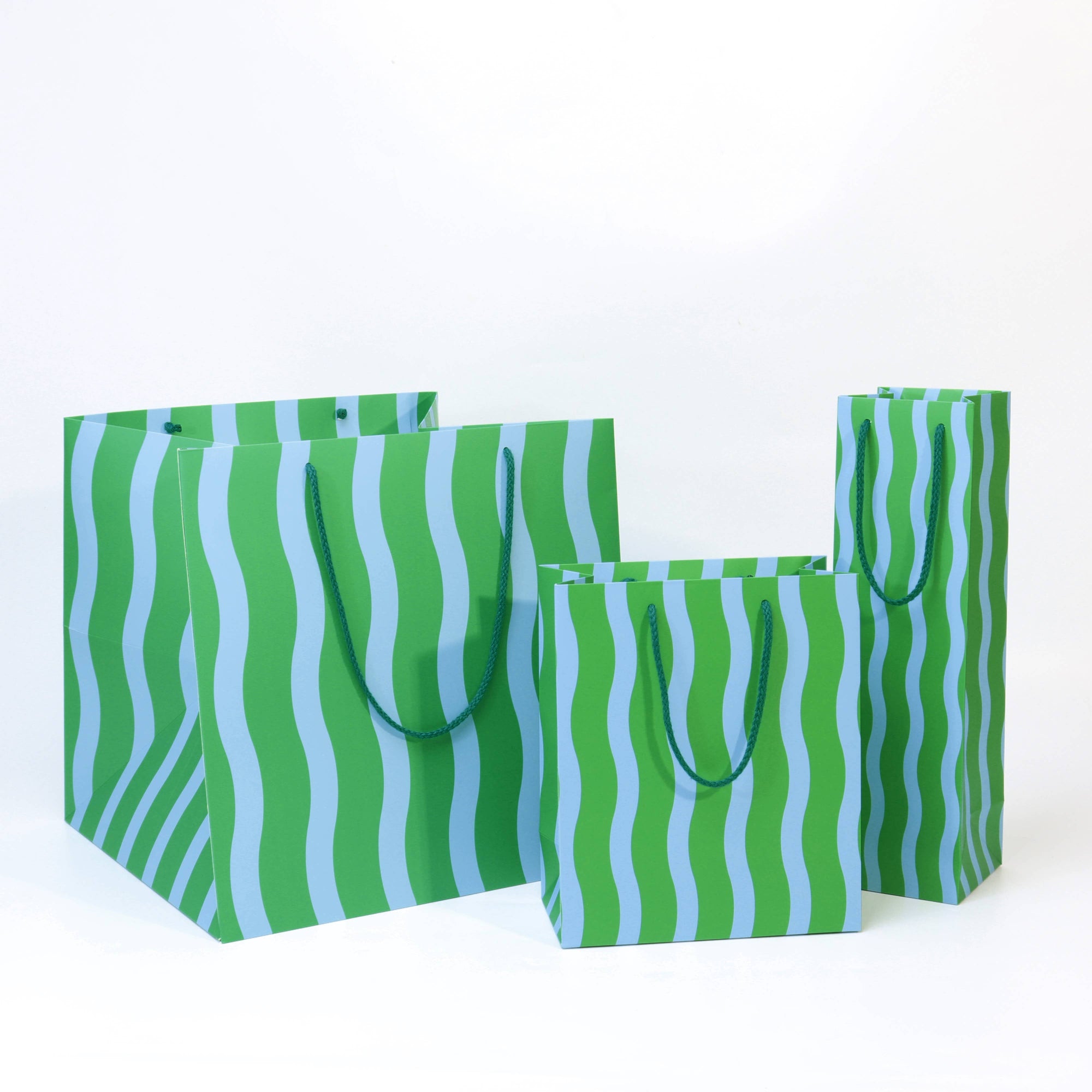 Green/Aqua Fussy Stripe Large Gift Bag