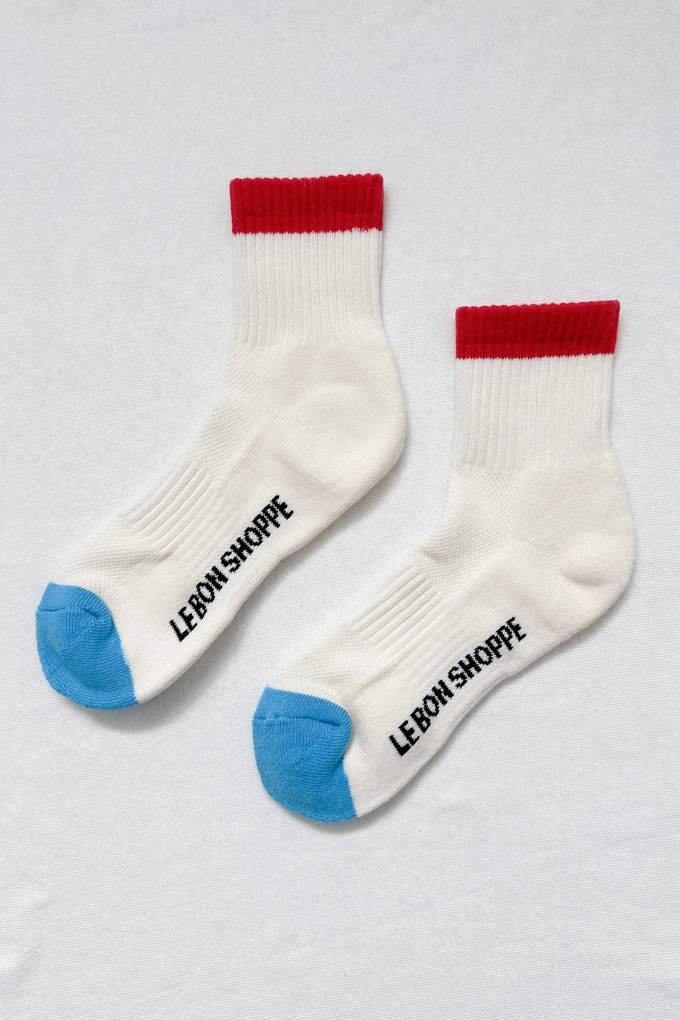 Color Block Girlfriend Socks, Blue Red