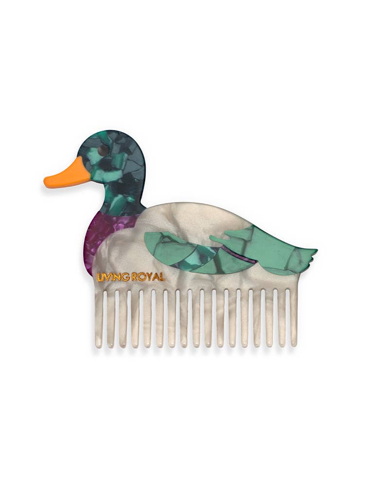 Wide-Tooth Mini Hair Comb, Mallard Duck