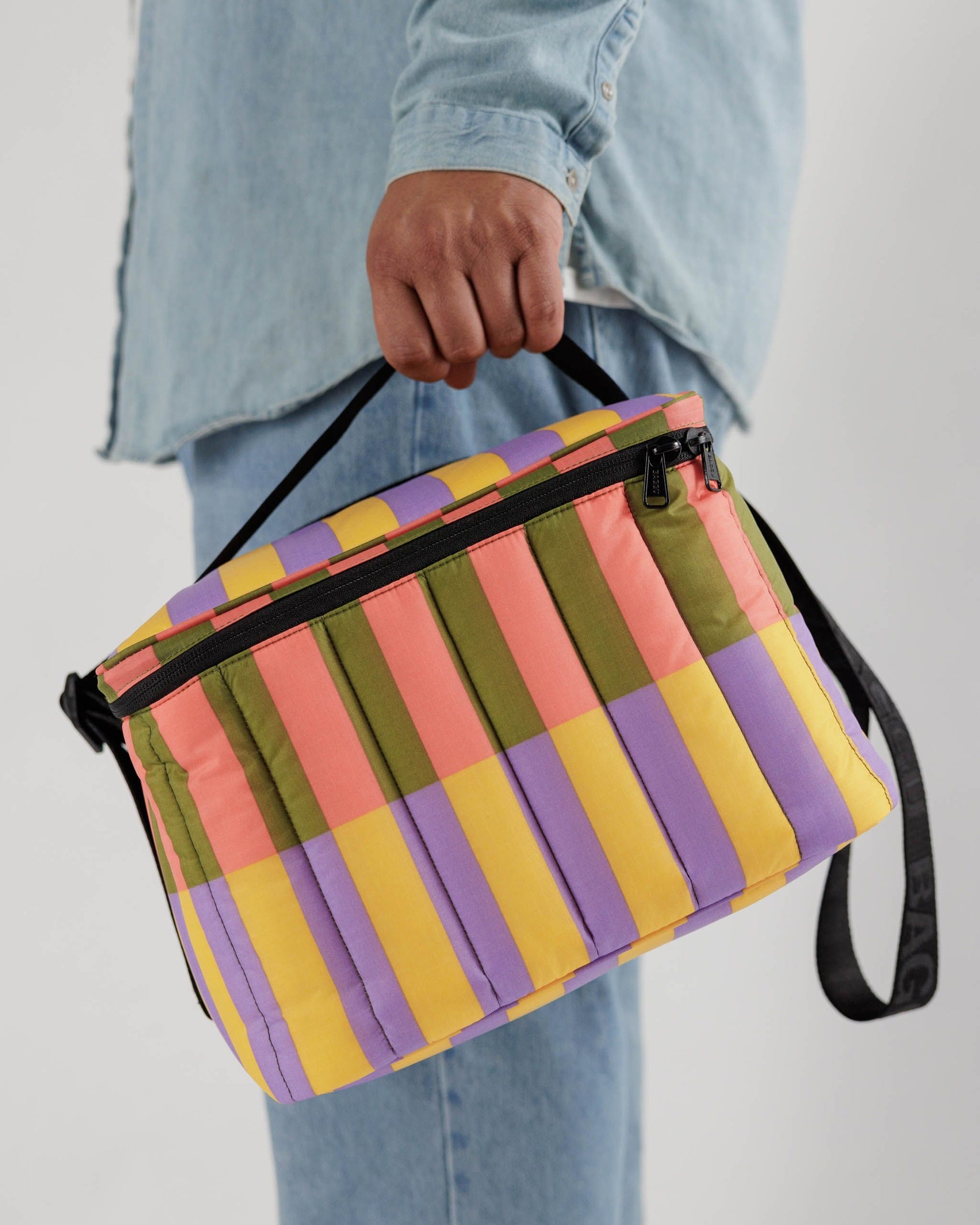 Puffy Cooler Bag, Sunset Quilt Stripe