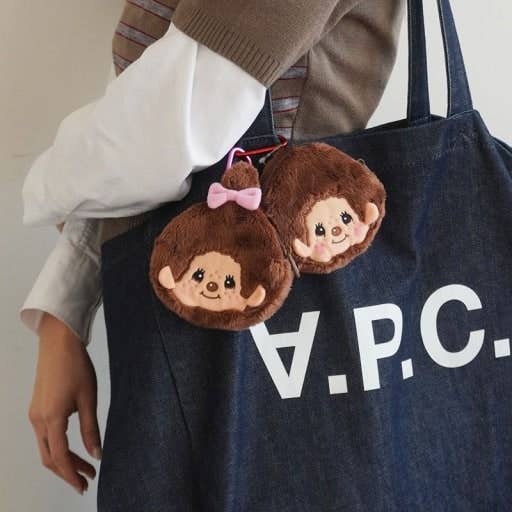 Monchhichi Carabiner Coin Pouch, Pink Bow