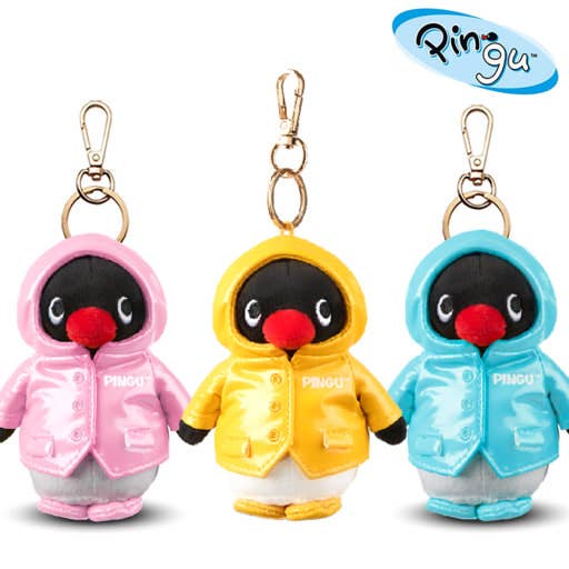 Pingu Raincoat Plush Keychain, Yellow