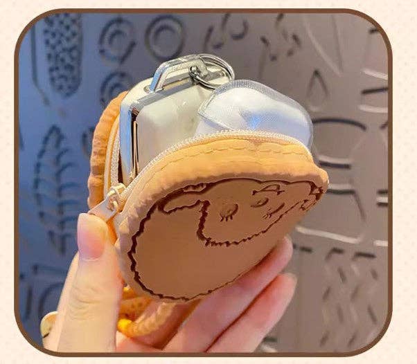 Monchhichi Cookie Mini Pouch Keychain,  Brown