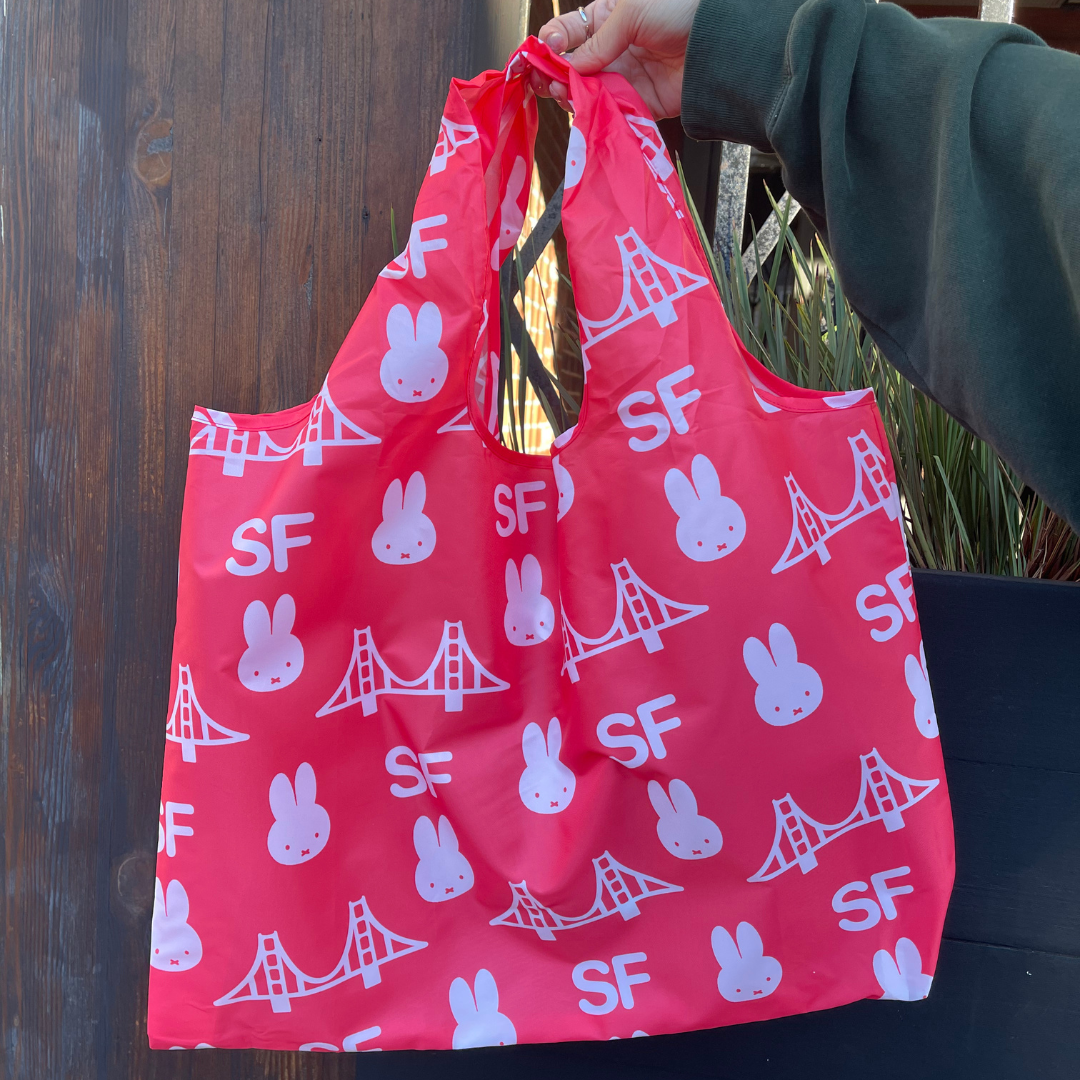 Miffy SF Reusable Tote, Bridge Pattern, Red