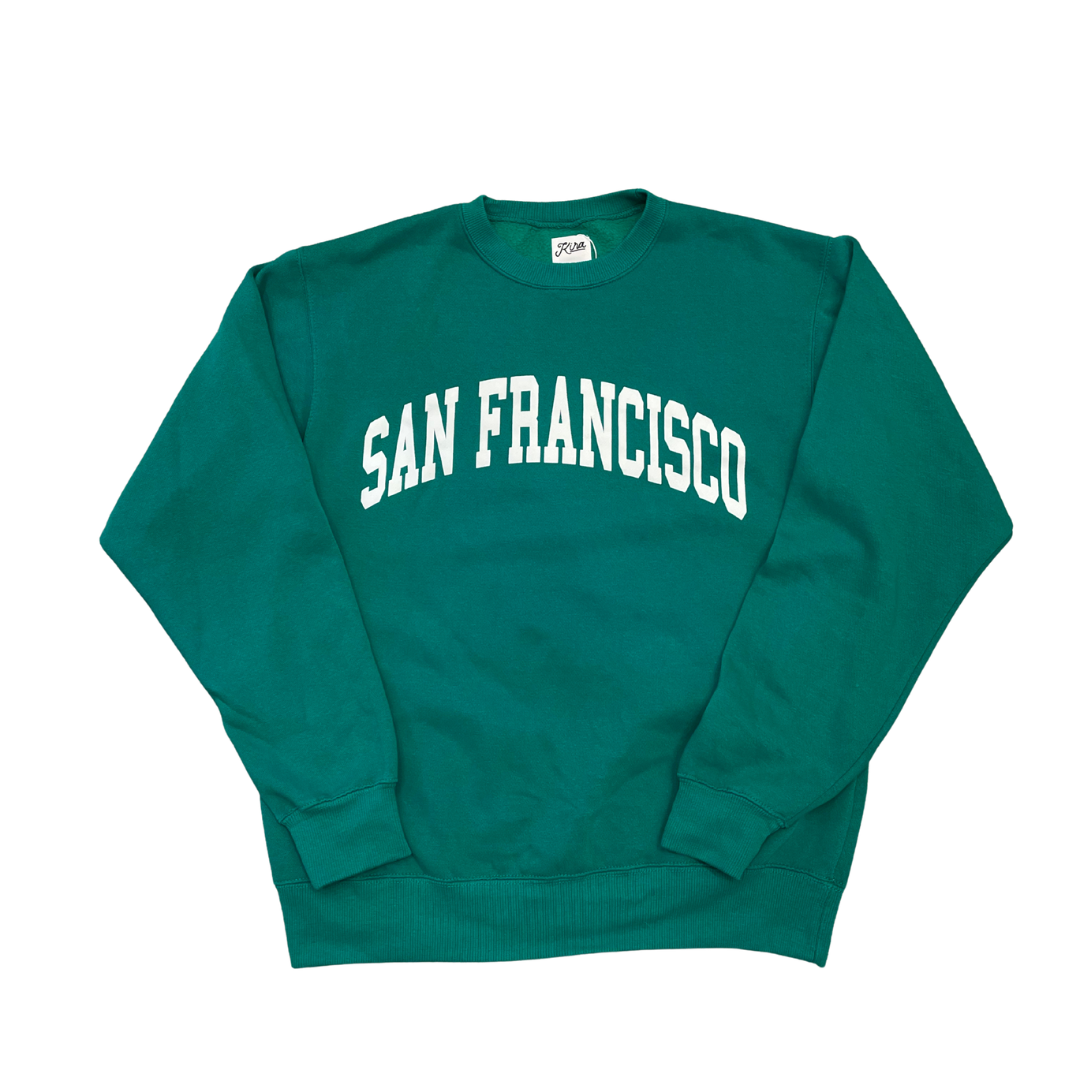 San Francisco Sweatshirt, Kelly Green/White