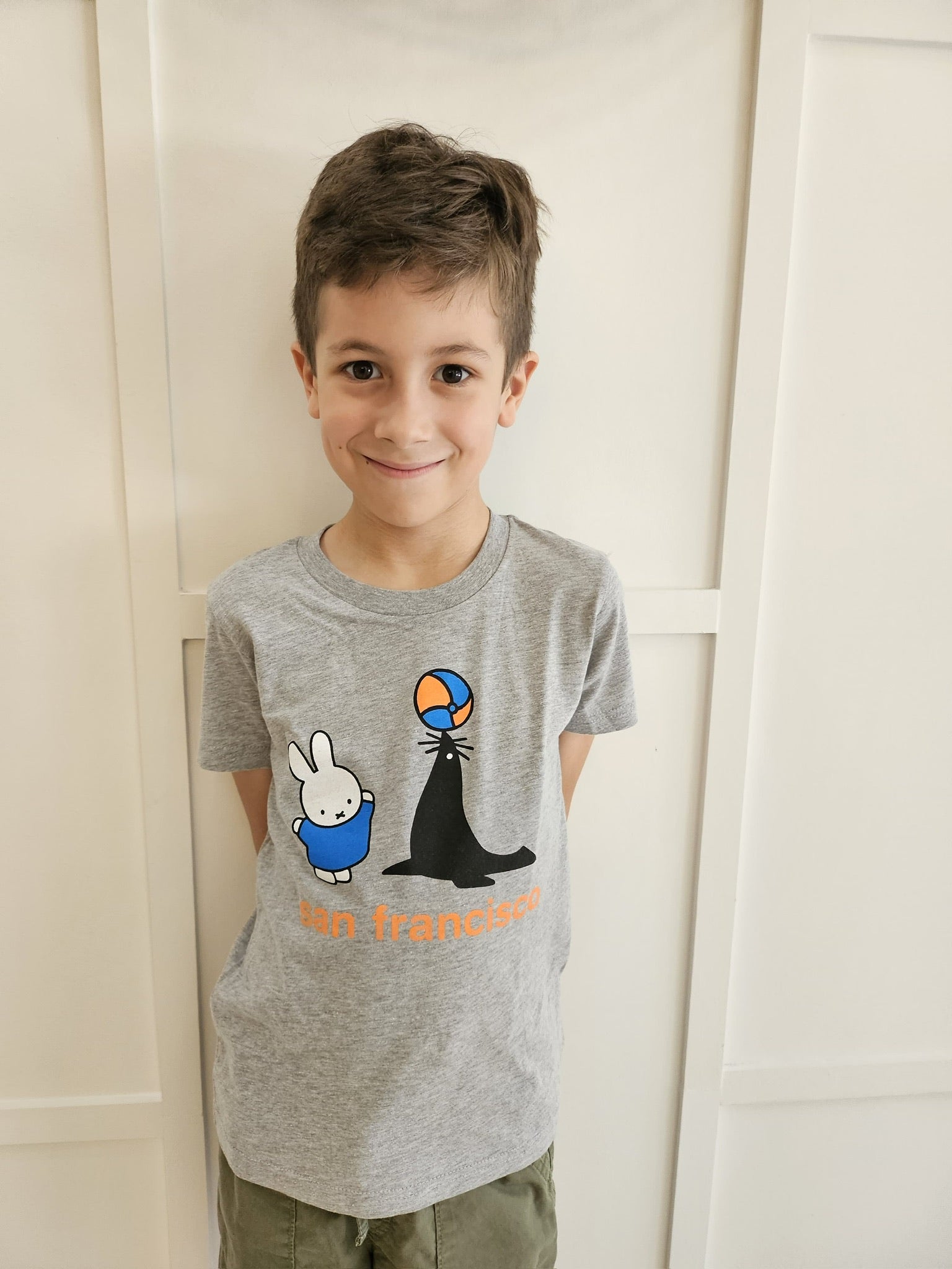 Miffy SF Seal Kids Tee, Heather Grey