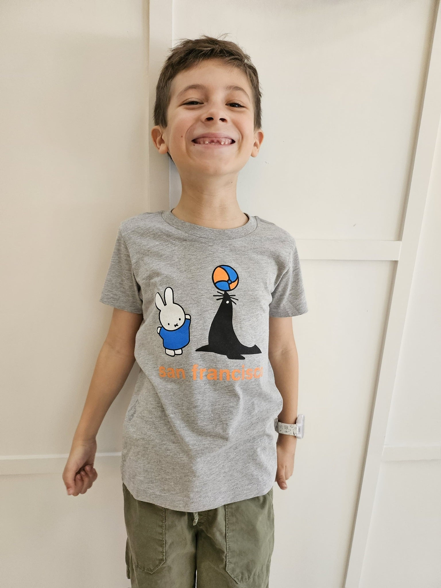 Miffy SF Seal Kids Tee, Heather Grey