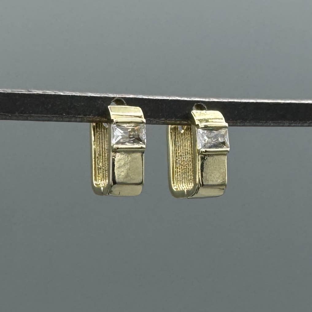 Gold CZ Wide U-Shaped Hoops
