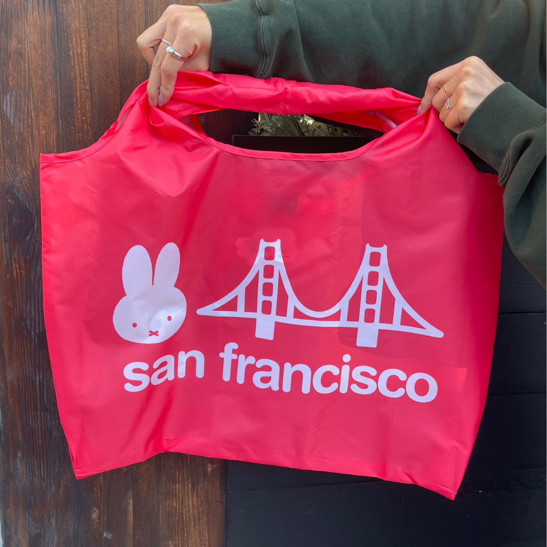 Miffy SF Reusable Tote, Bridge Graphic, Red