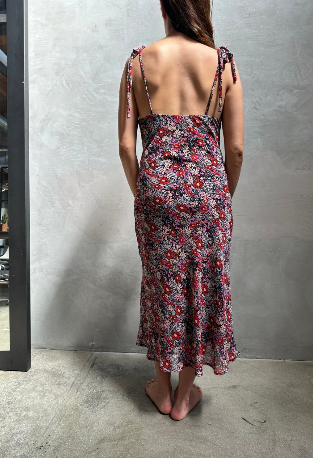 Floral Print Chiffon Midi Dress