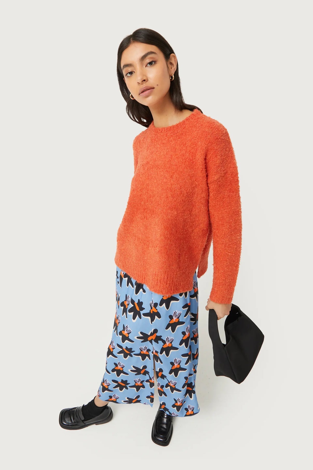 Orange Fluffy Knit Sweater