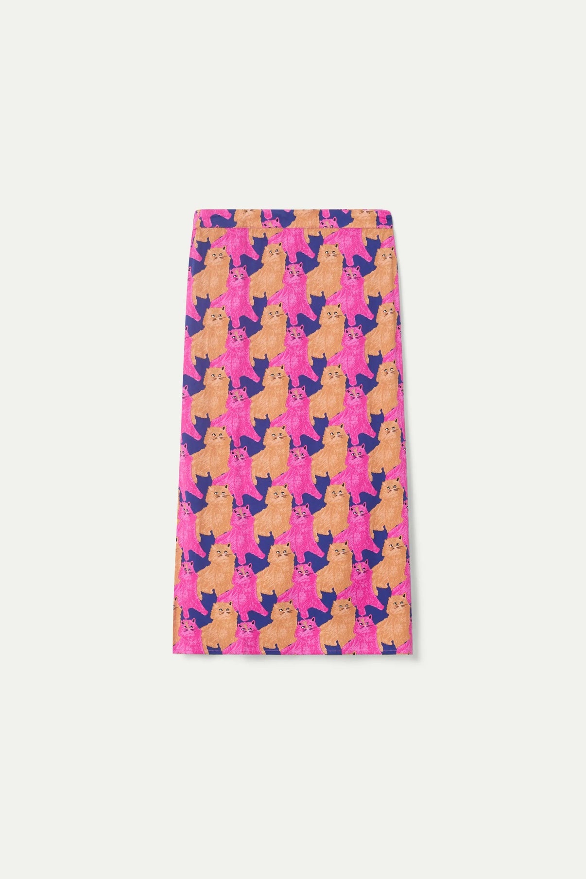 Cat Print Midi Skirt