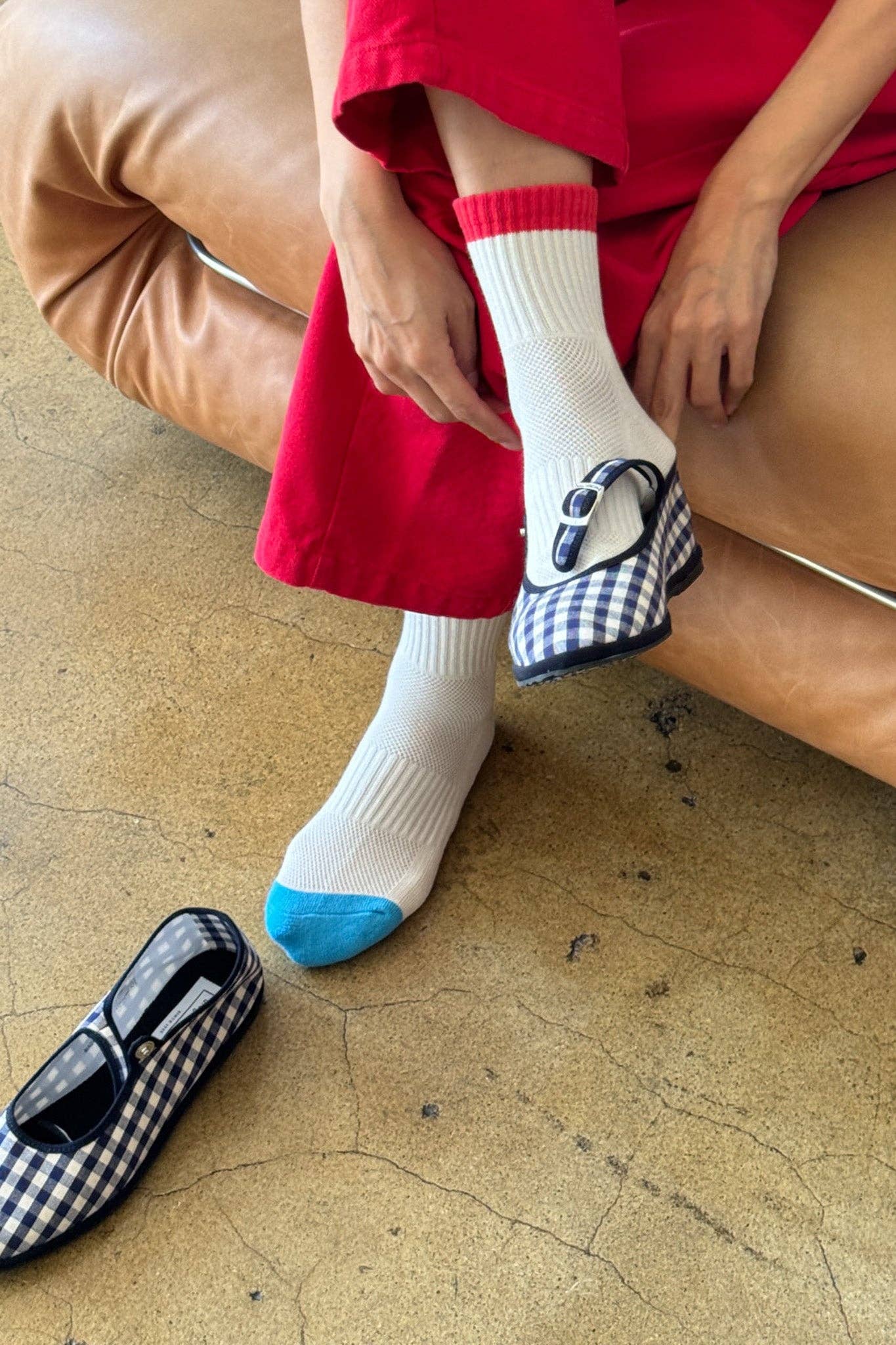 Color Block Girlfriend Socks, Blue Red