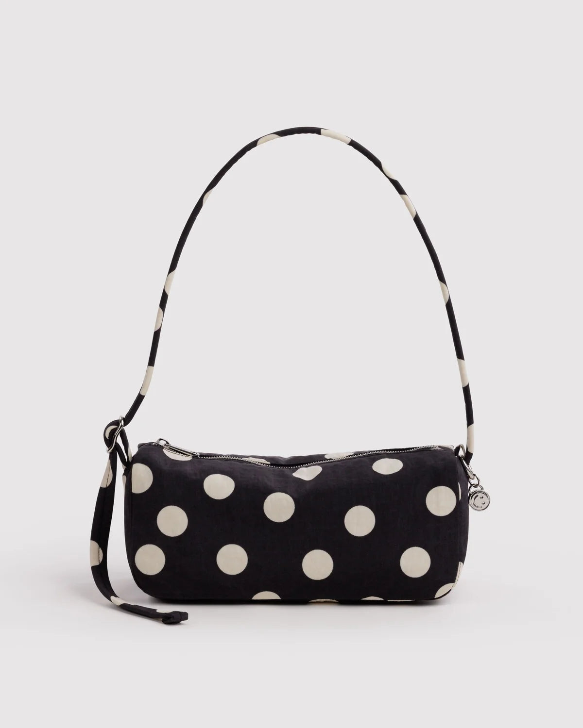 Nylon Loaf Bag, Black and Cream Polka Dot