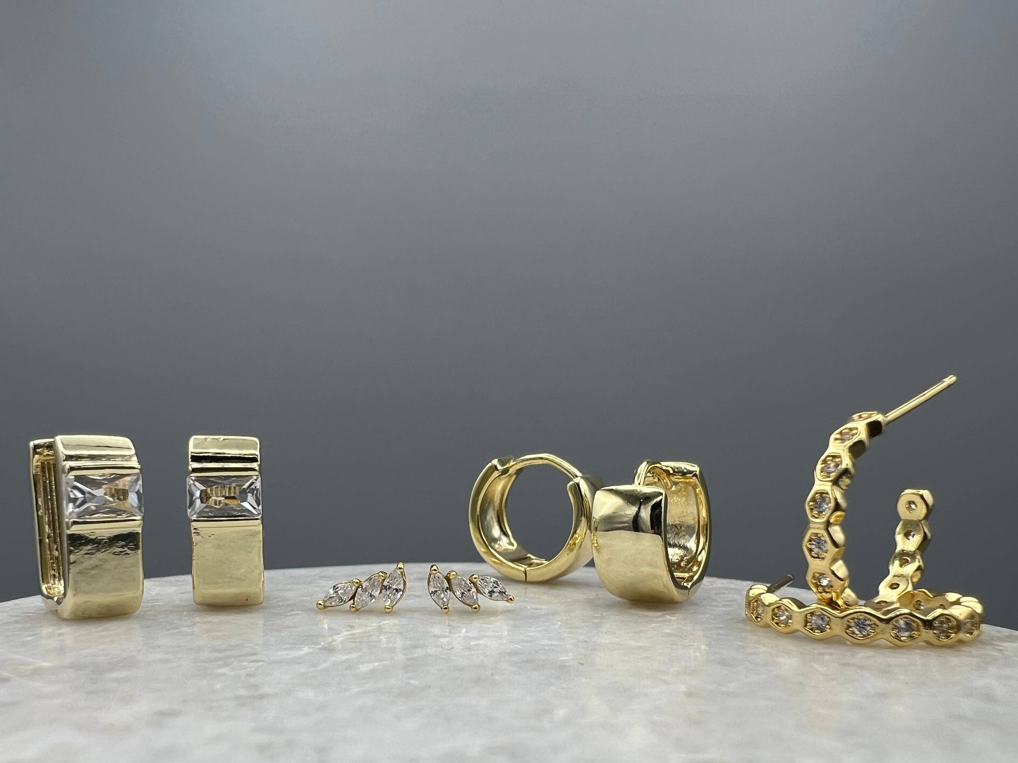 Gold CZ Wide U-Shaped Hoops