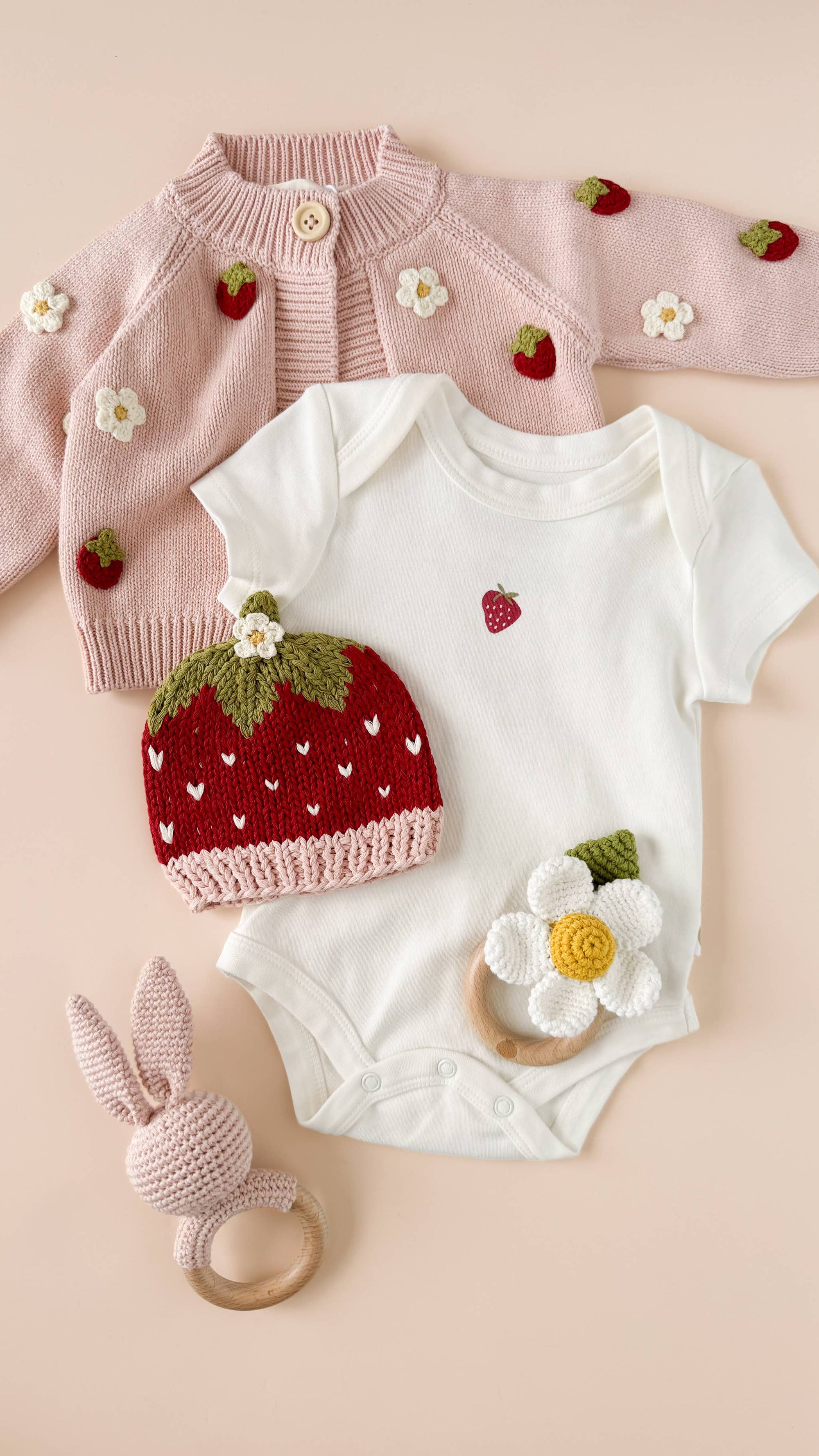 Kids Strawberry Flower Cardigan