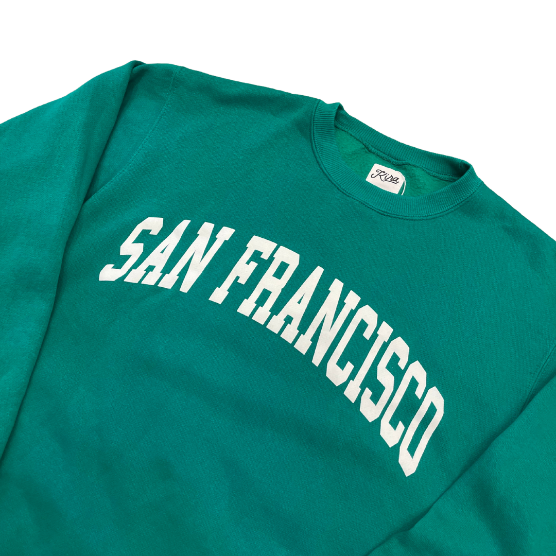 San Francisco Sweatshirt, Kelly Green/White