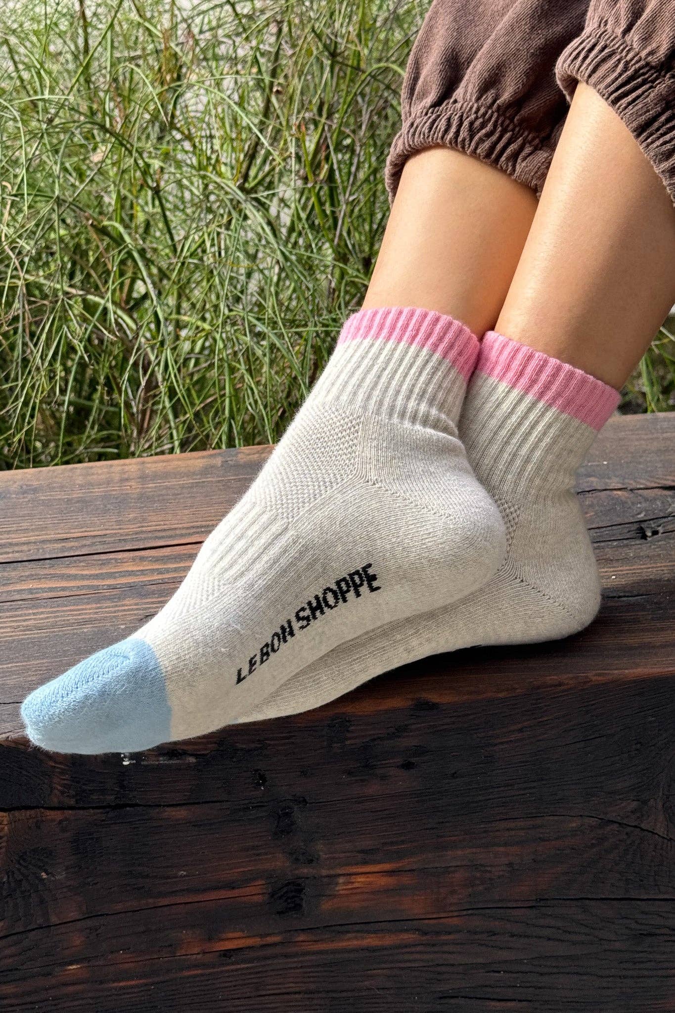 Color Block Girlfriend Socks, Yellow Blue